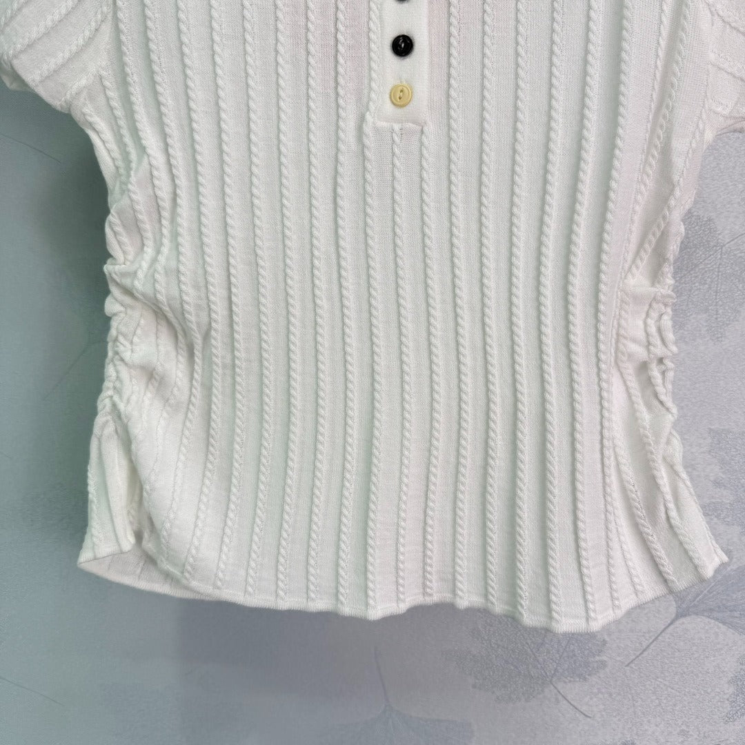 M 25 Lapel knit short-sleeved half cardigan