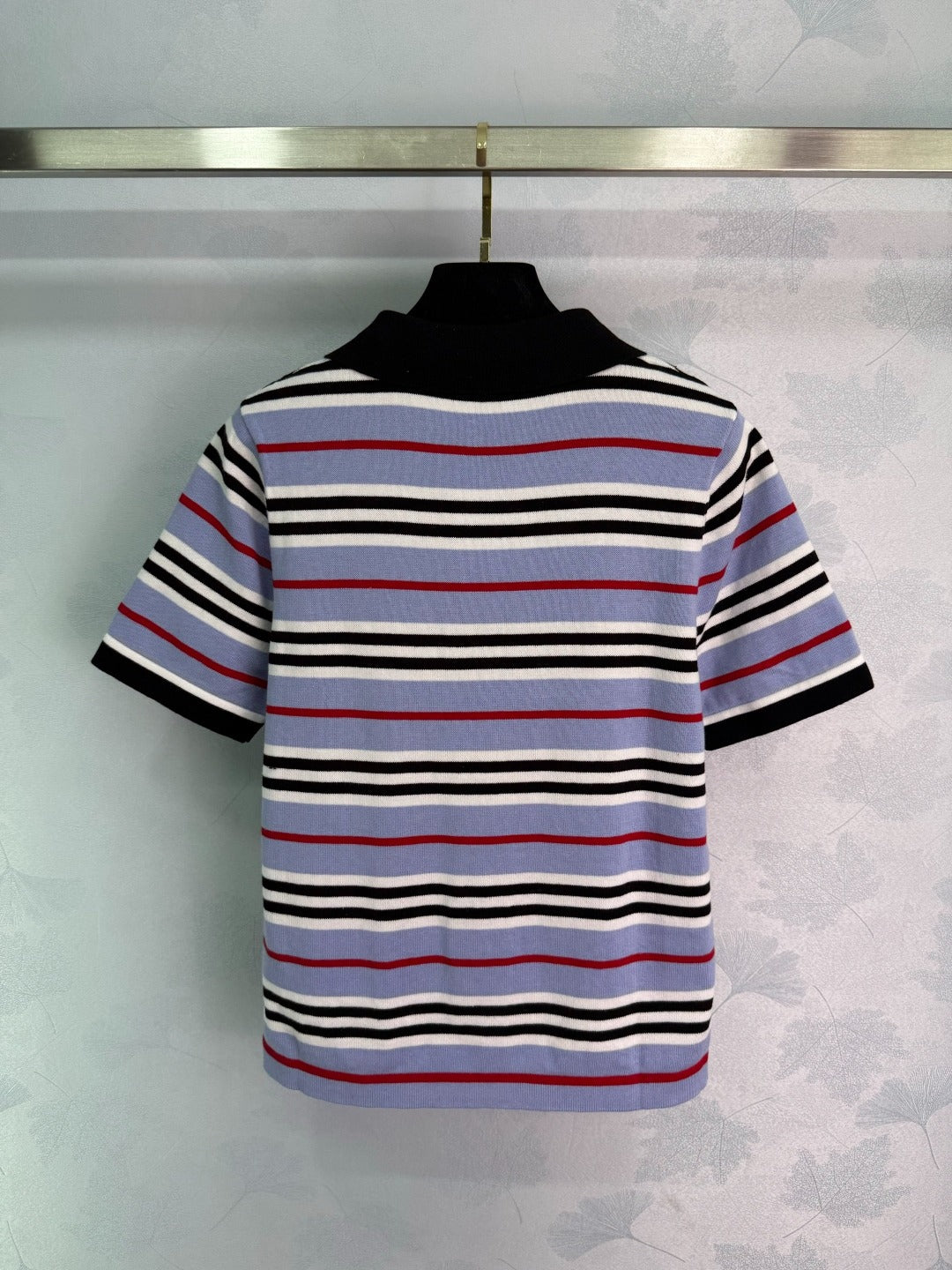 CE 2𝟓 New Striped Lapel Embroidered 𝐥𝐨𝐠𝐨 Short Sleeve