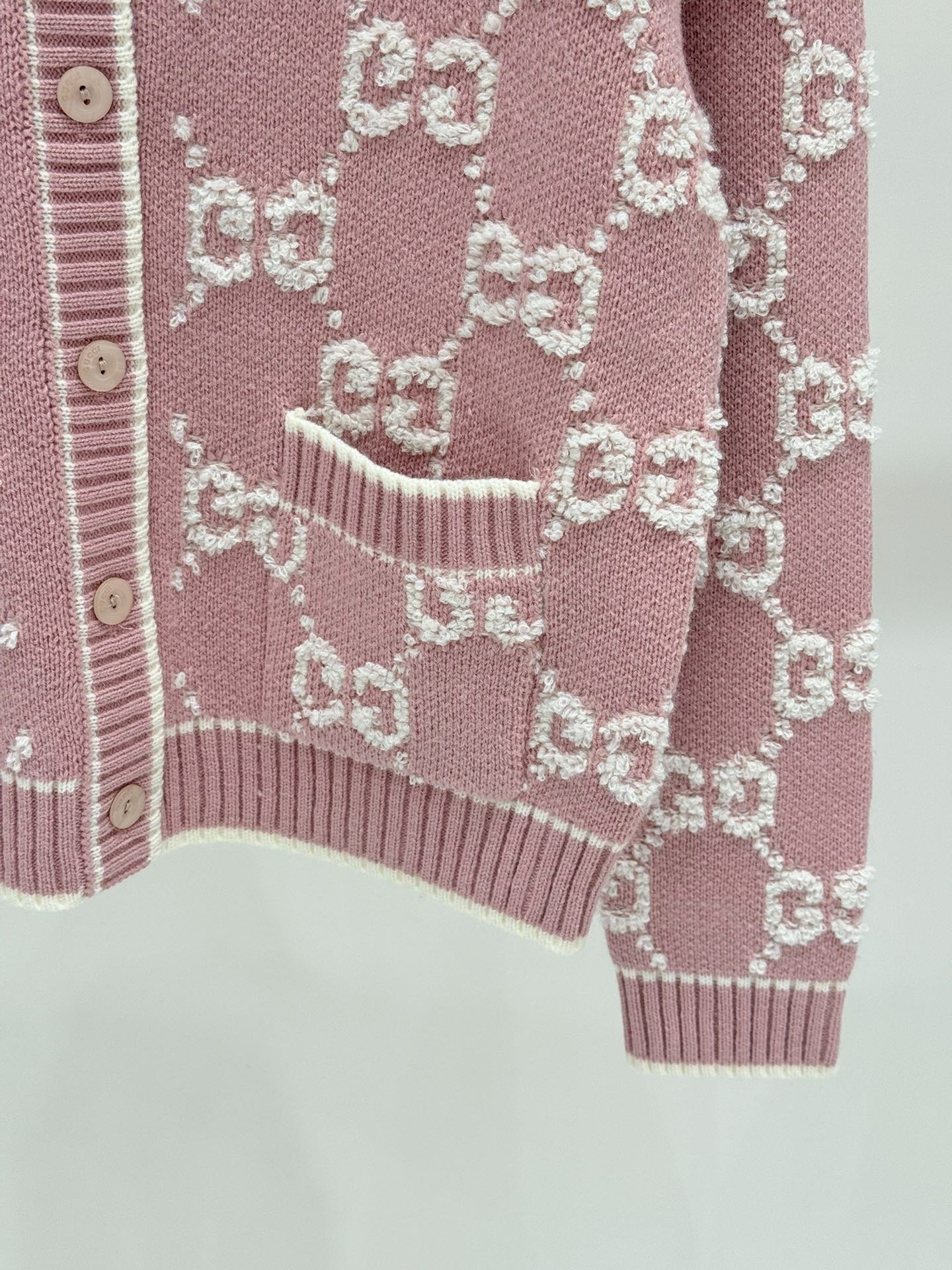 G 25 early spring new round neck letter logo jacquard full print casual knit cardigan