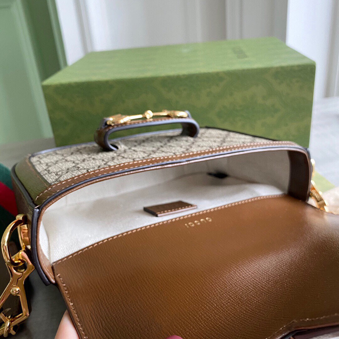 G Horsebit 1955 mini shoulder bag Beige and ebony