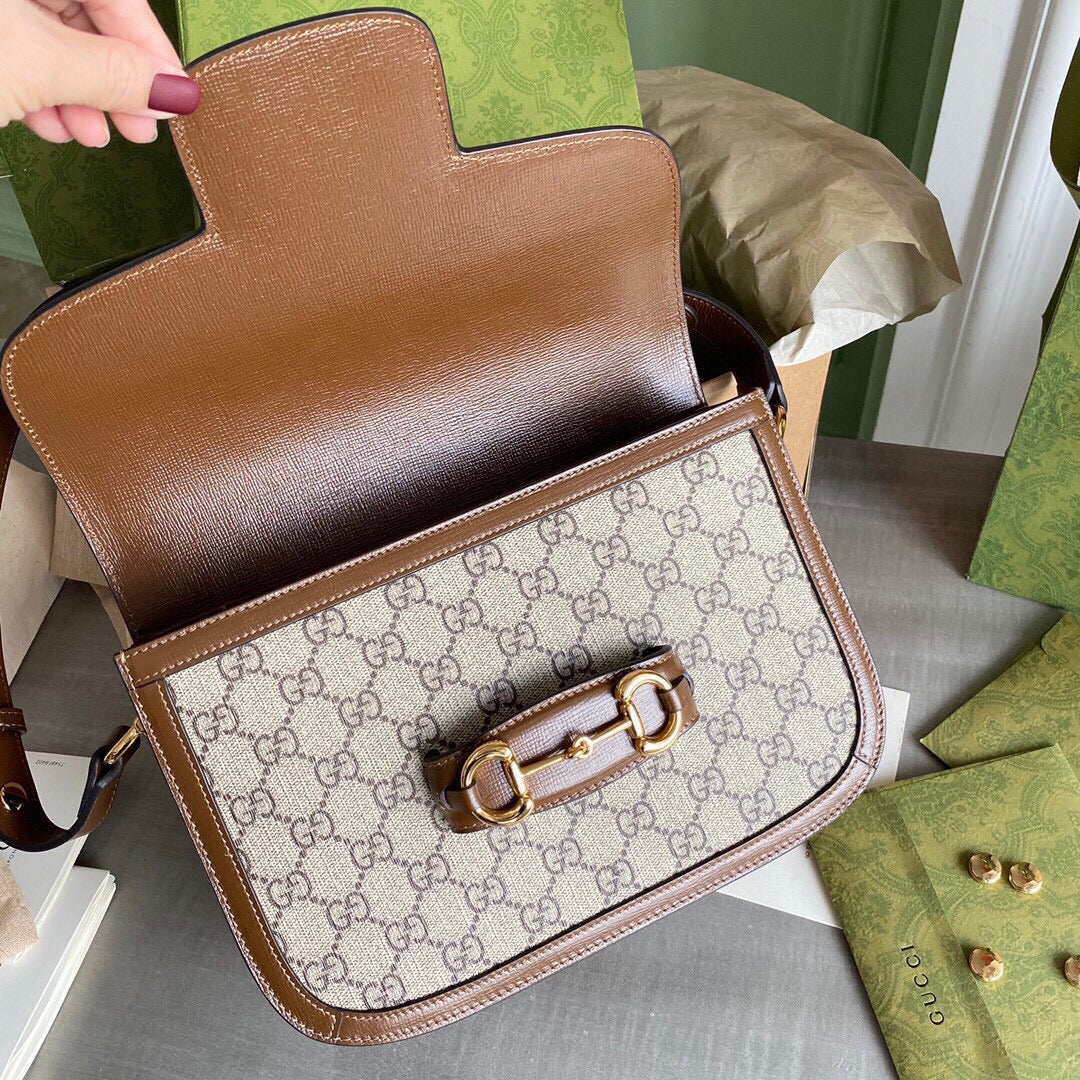 G Horsebit 1955 small shoulder bag Beige and ebony