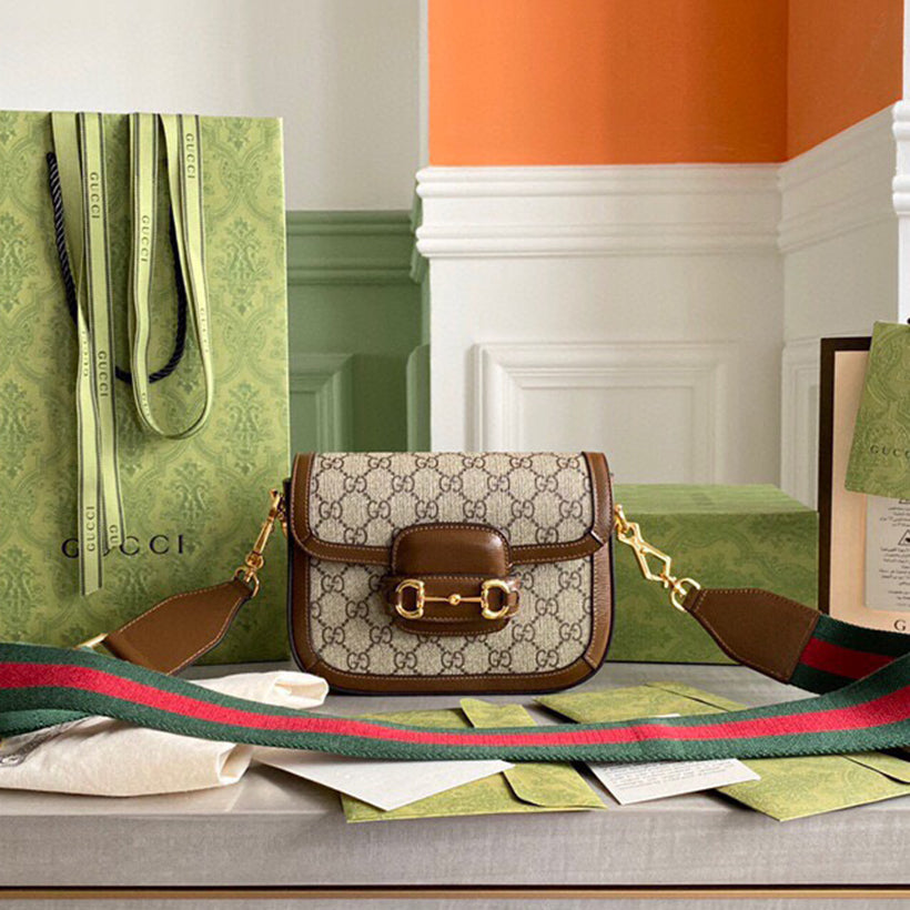 G Horsebit 1955 mini shoulder bag Beige and ebony