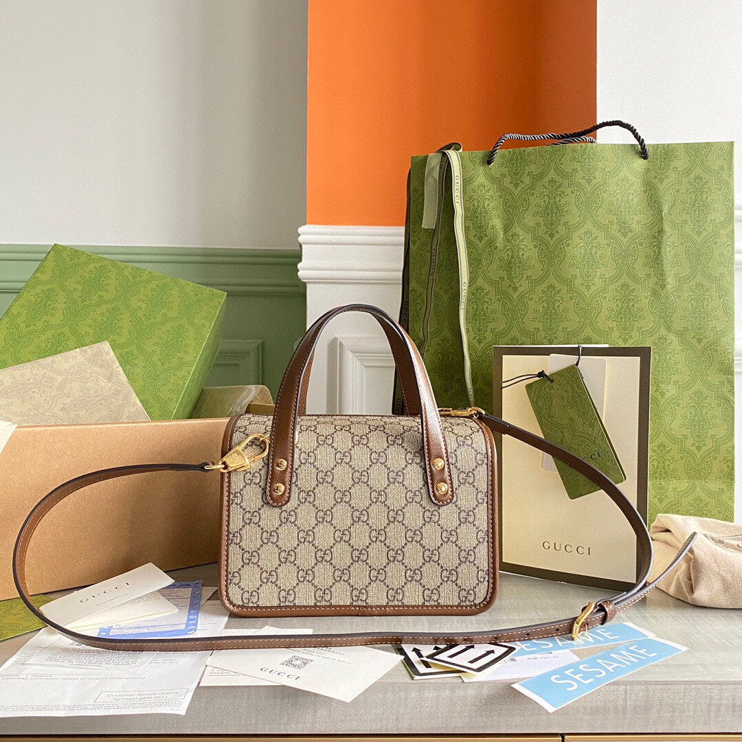 G Horsebit 1955 Mini shoulder bag Beige and ebony