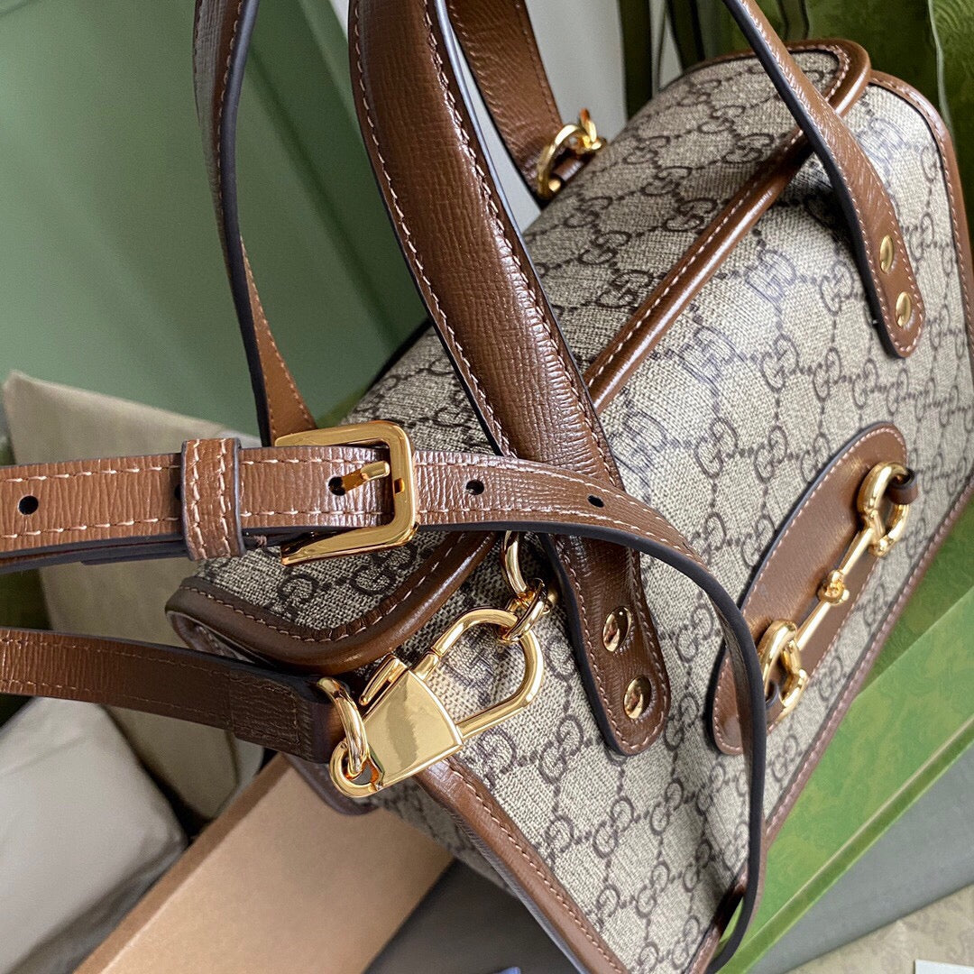 G Horsebit 1955 Mini shoulder bag Beige and ebony