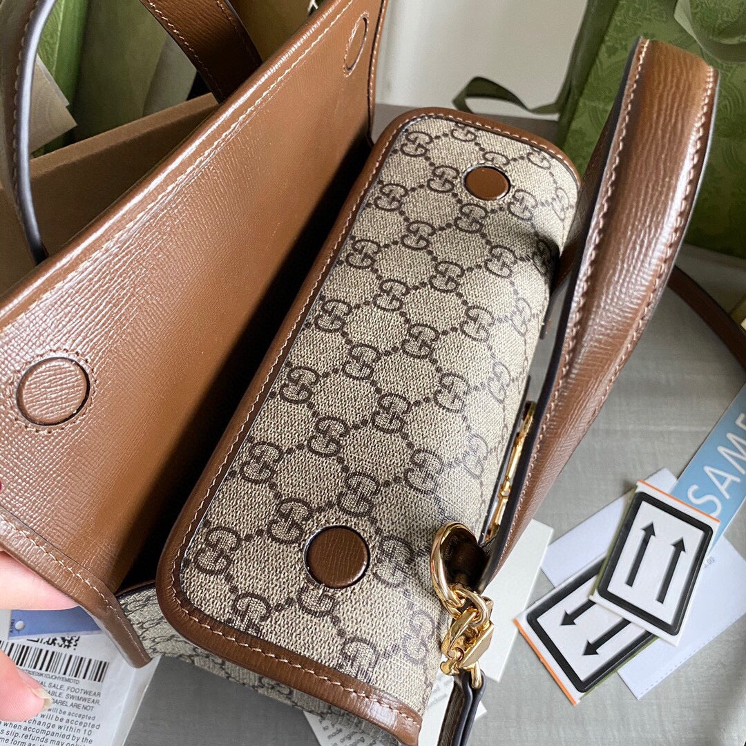 G Horsebit 1955 Mini shoulder bag Beige and ebony