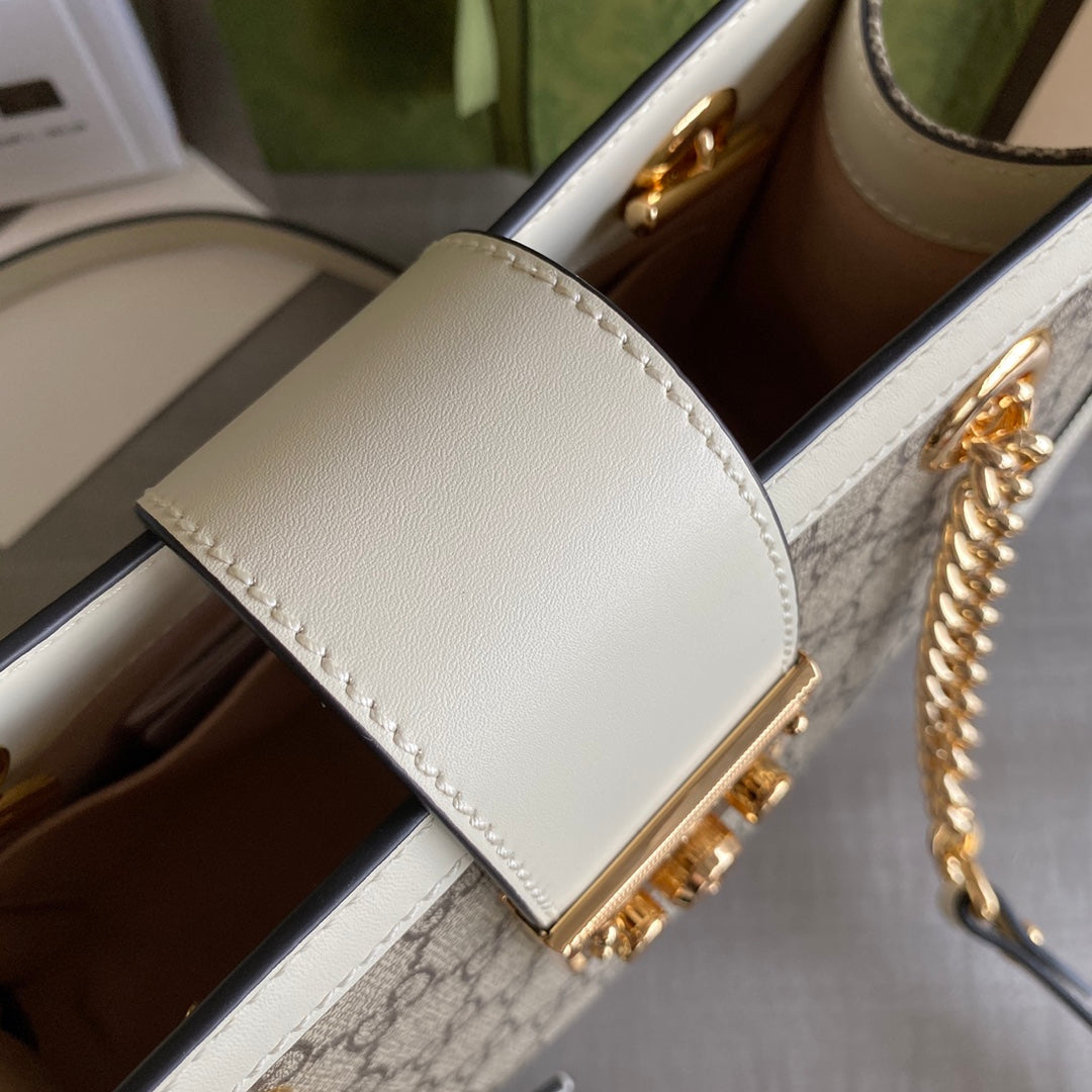 G Padlock small shoulder bag Beige/ebony GG Supreme canvas, with brown leather detail