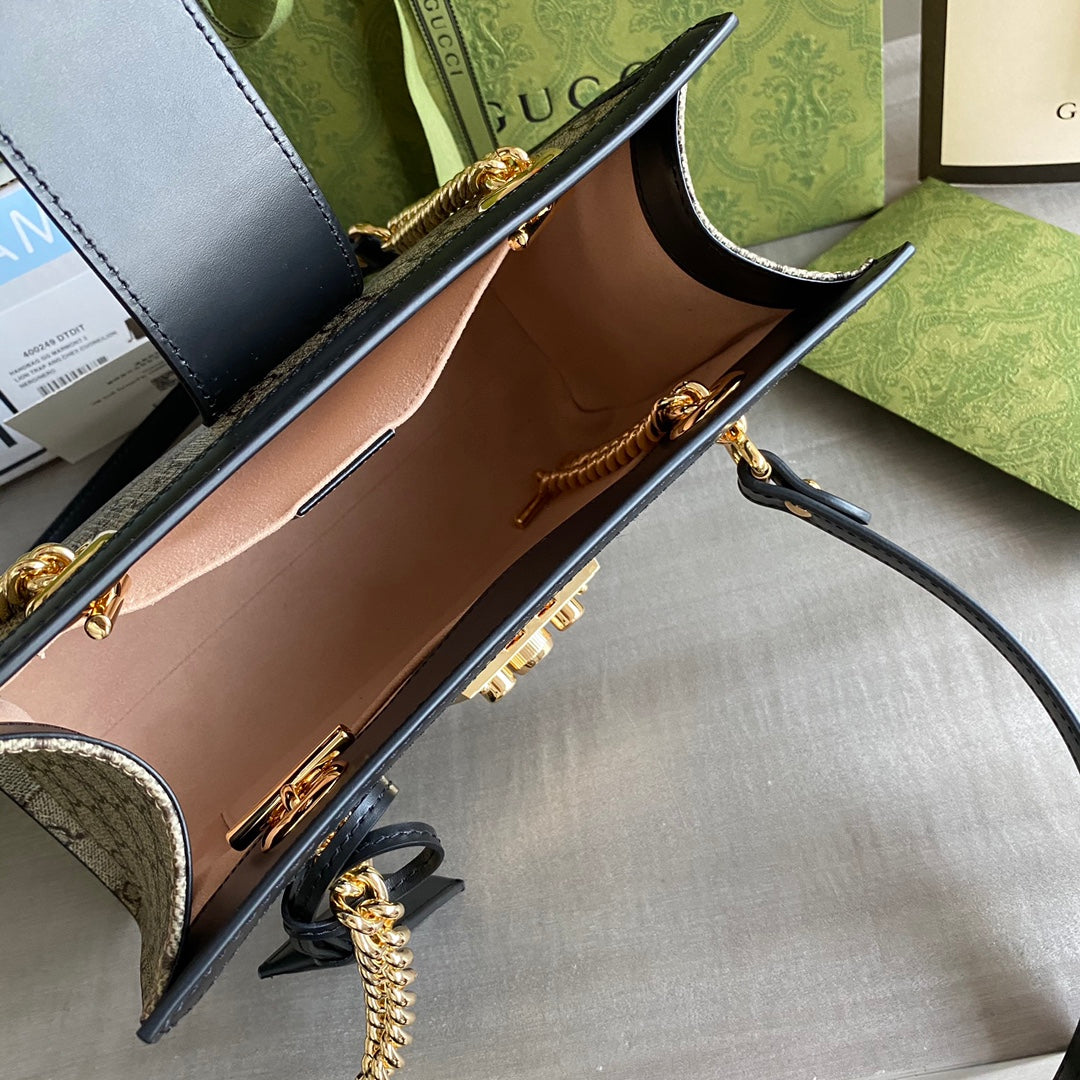 G Padlock small shoulder bag Beige/ebony GG Supreme canvas, with brown leather detail