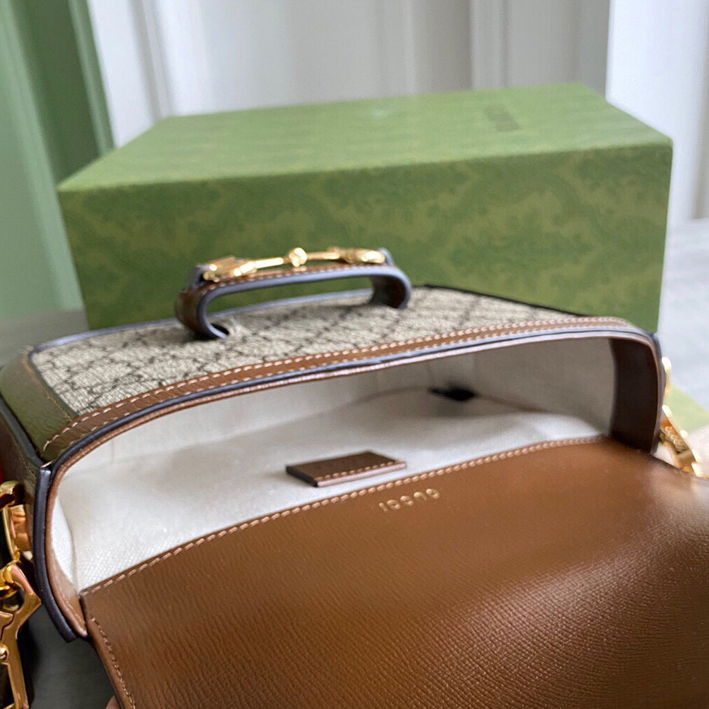 G Horsebit 1955 small shoulder bag Beige and ebony