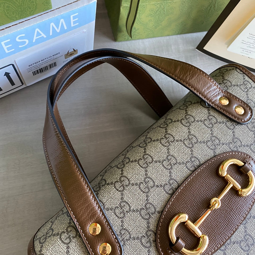 G Horsebit 1955 Mini shoulder bag Beige and ebony