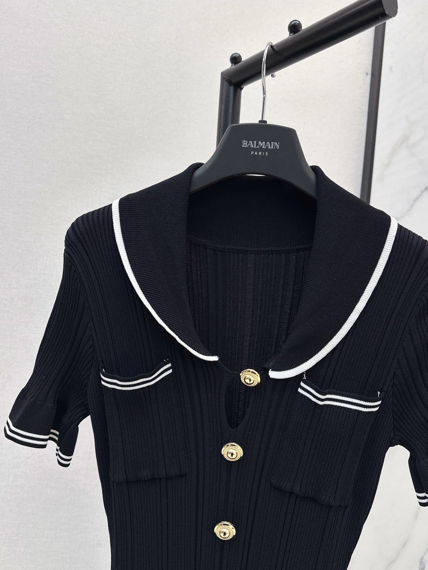 C 25SS Knitted dress(Black,white)