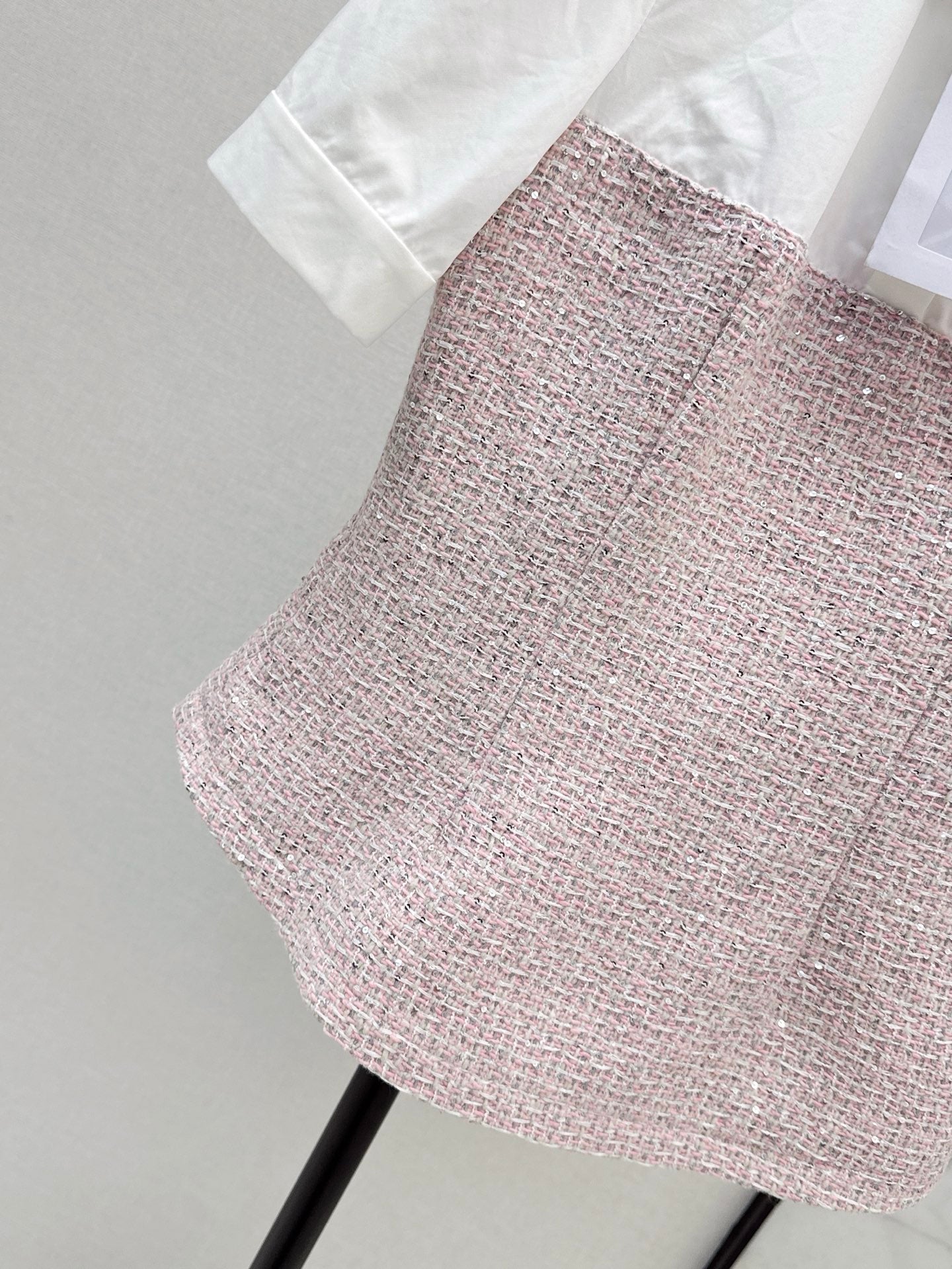 C 25ss Woven sequined shirt(WHITE,BLACK)