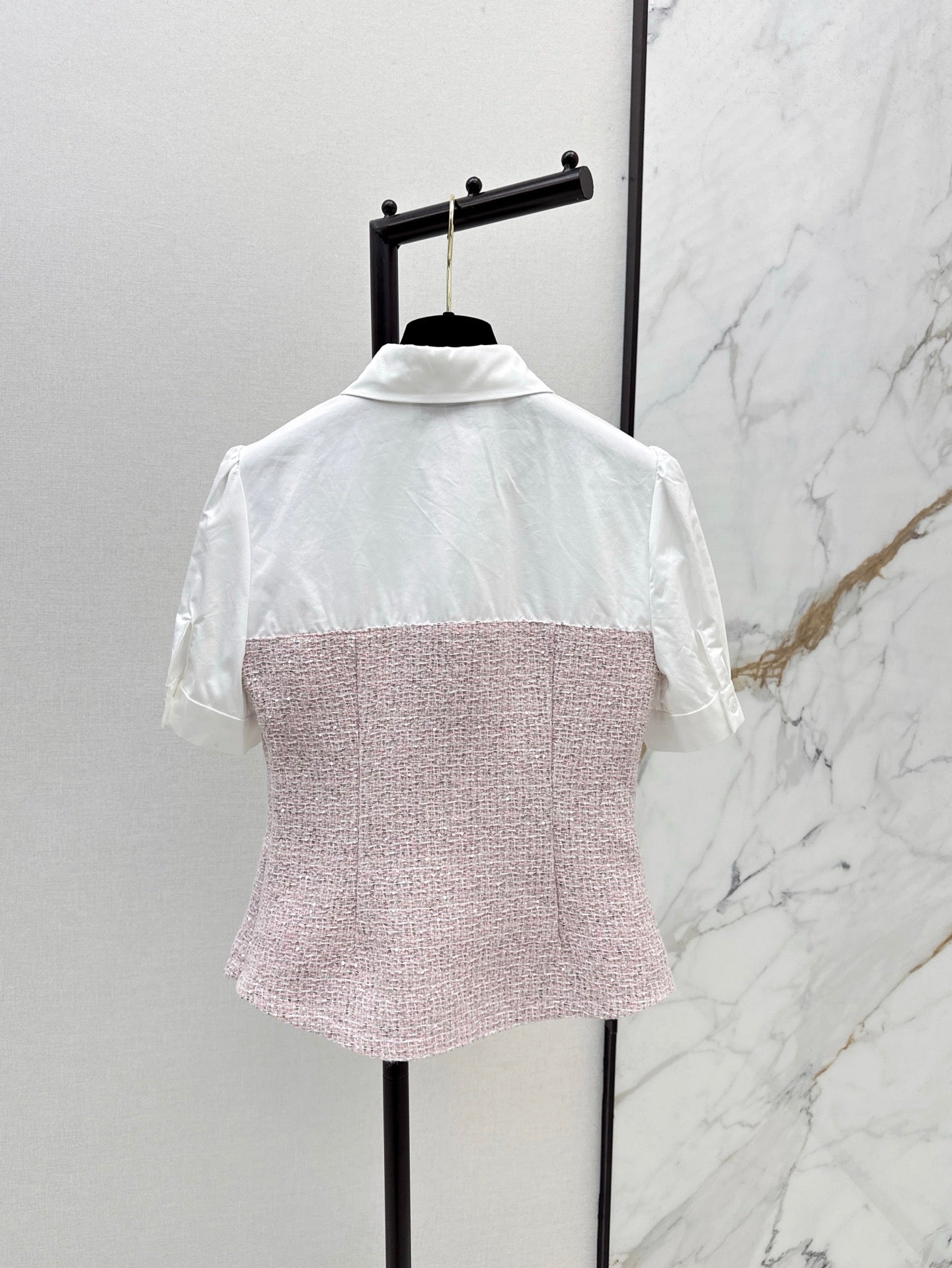 C 25ss Woven sequined shirt(WHITE,BLACK)