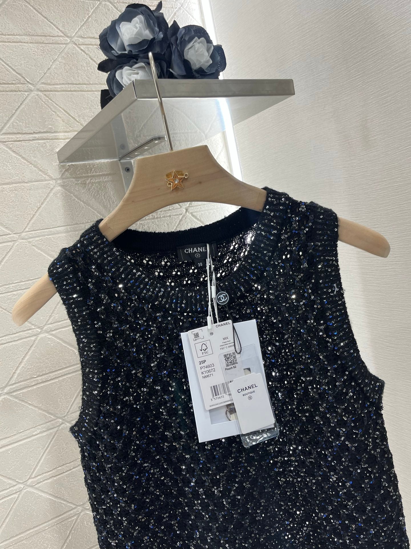 C*♥2025 new product Sequined hollow vest