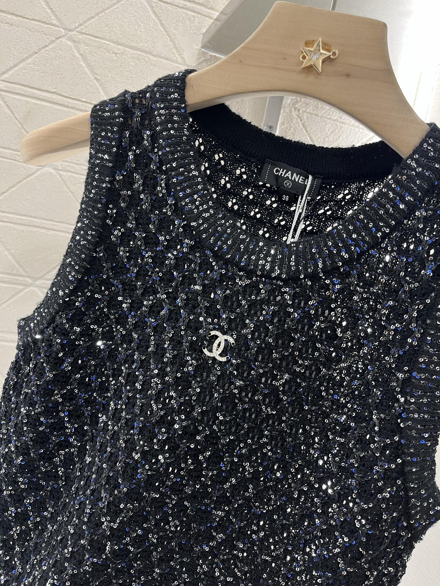C*♥2025 new product Sequined hollow vest