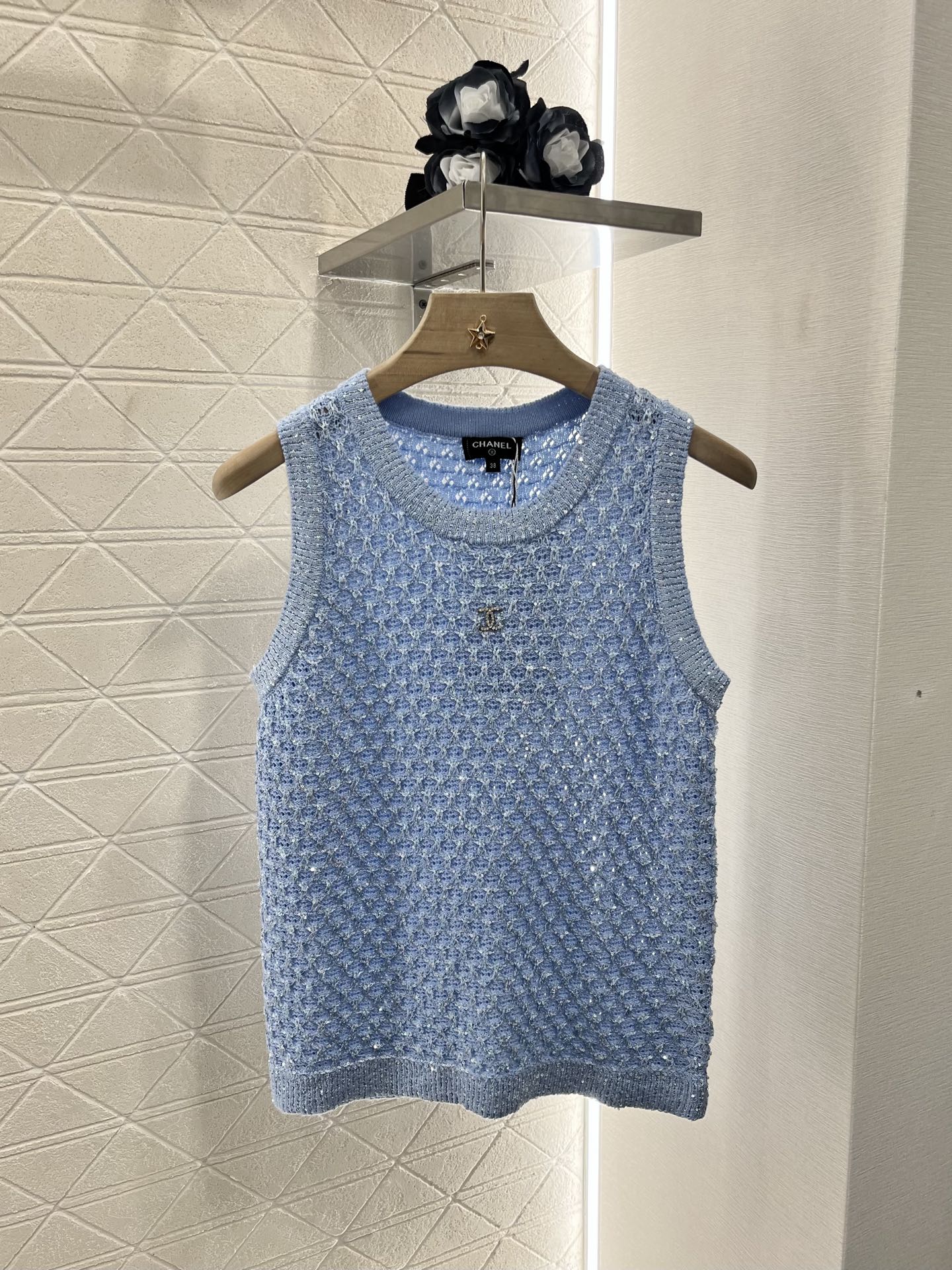 C*♥2025 new product Sequined hollow vest