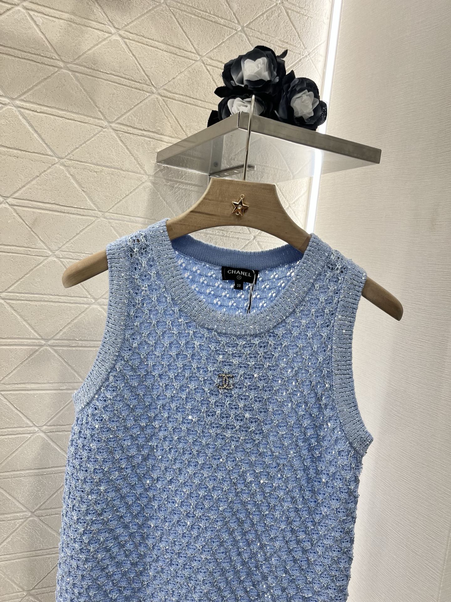 C*♥2025 new product Sequined hollow vest