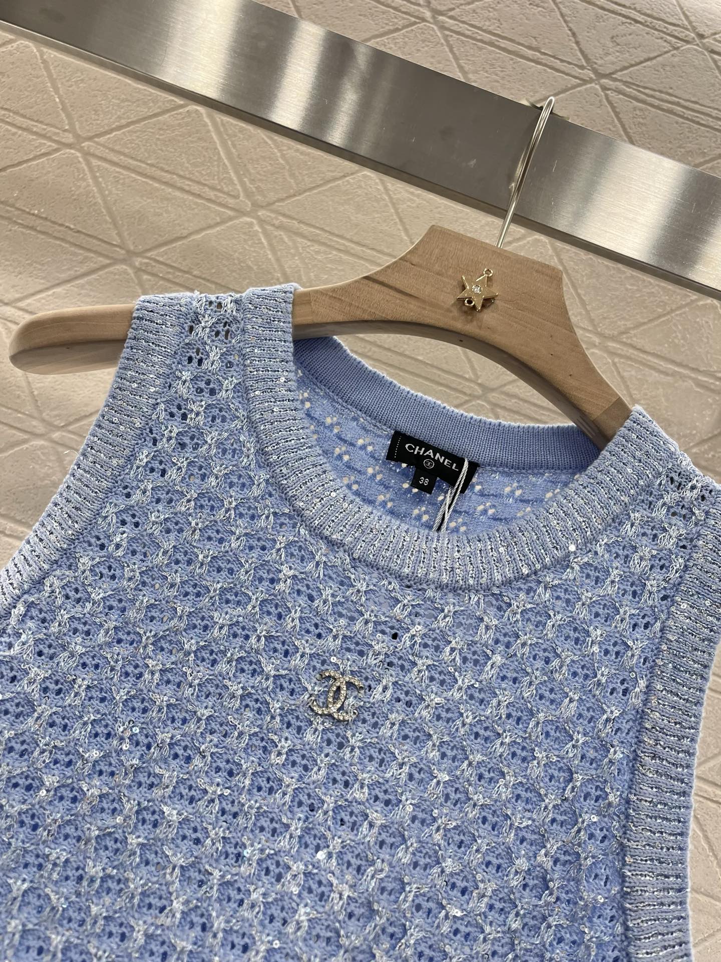 C*♥2025 new product Sequined hollow vest