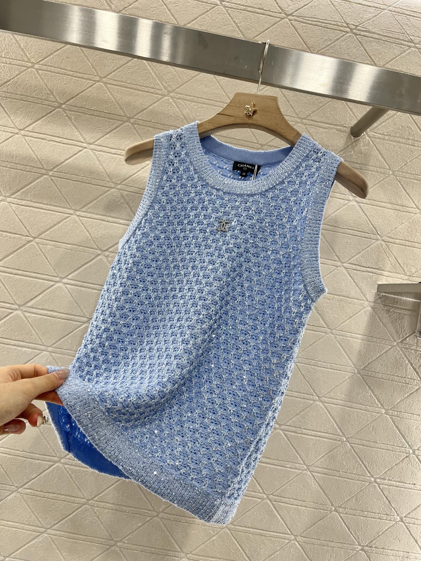 C*♥2025 new product Sequined hollow vest