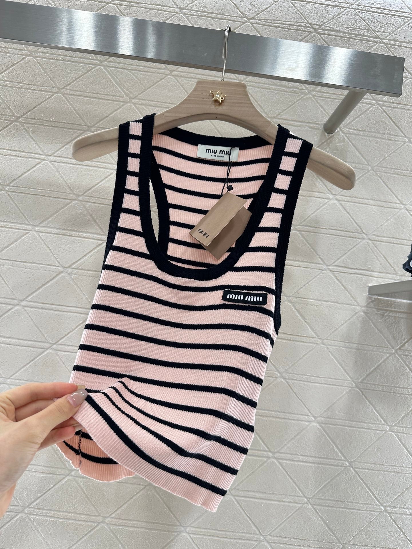 M*♥2025 new product Striped knitted vest
