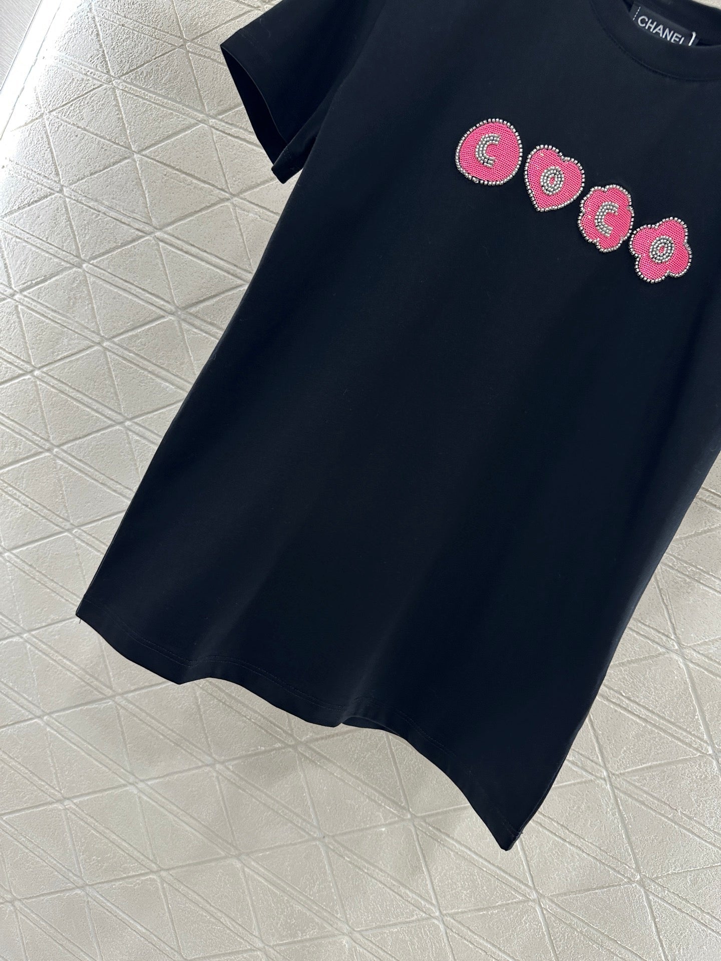 C*♥2025 new product Embroidered beaded short sleeves