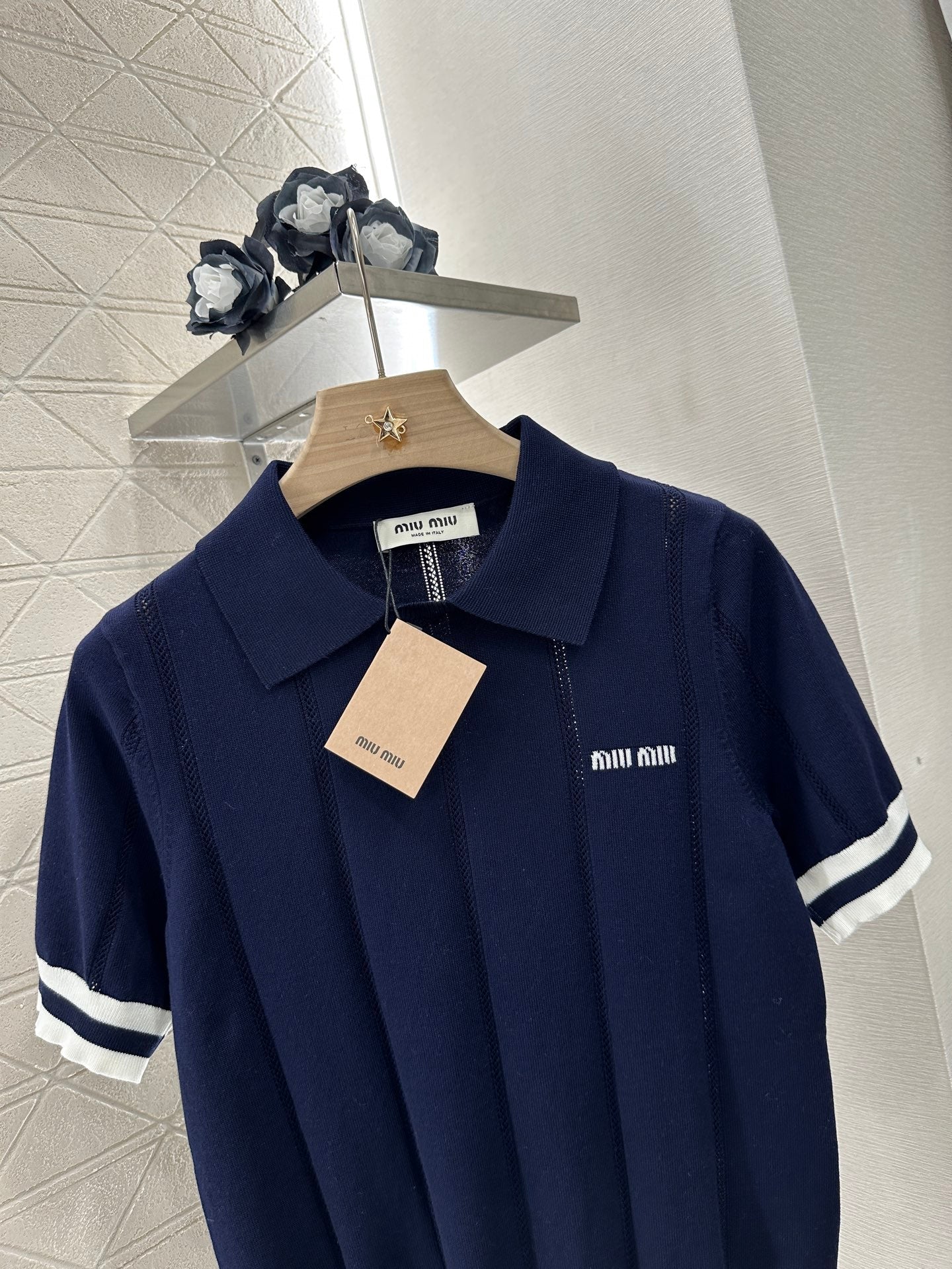 Mi*mi*♥2025 new product Knitted lapel short sleeves