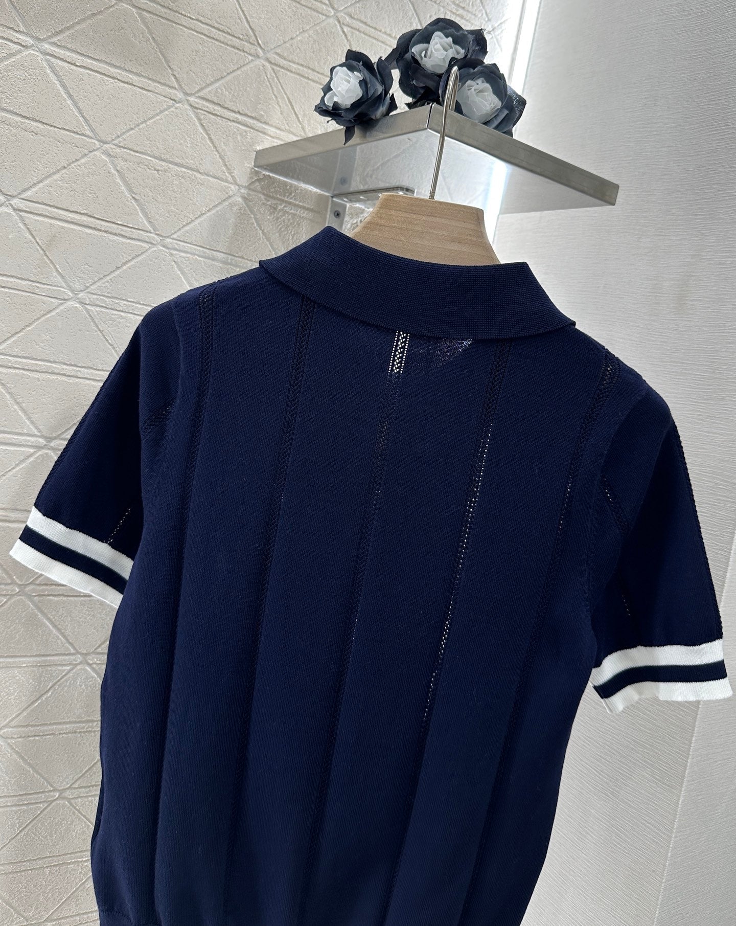 Mi*mi*♥2025 new product Knitted lapel short sleeves