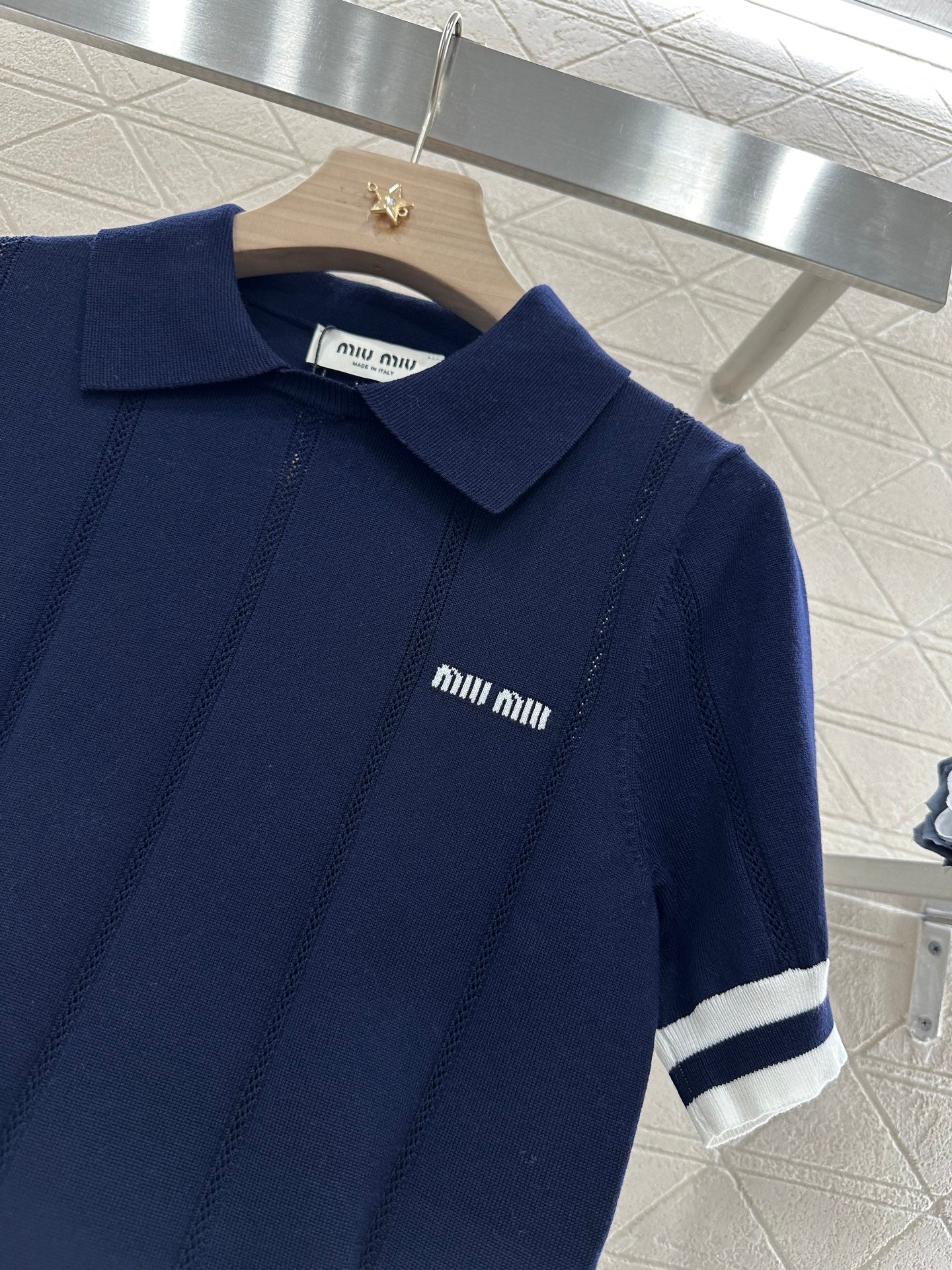 Mi*mi*♥2025 new product Knitted lapel short sleeves