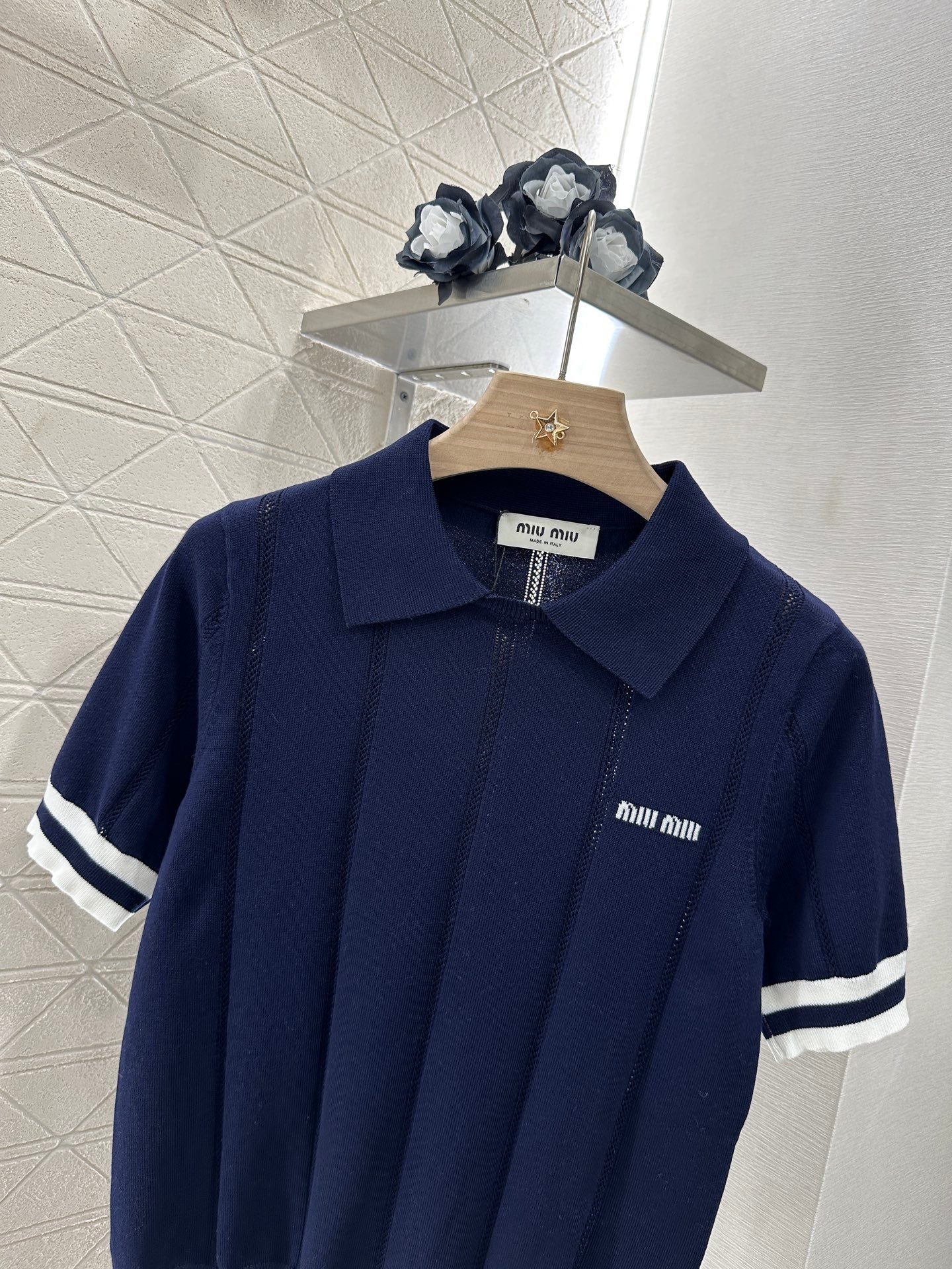 Mi*mi*♥2025 new product Knitted lapel short sleeves