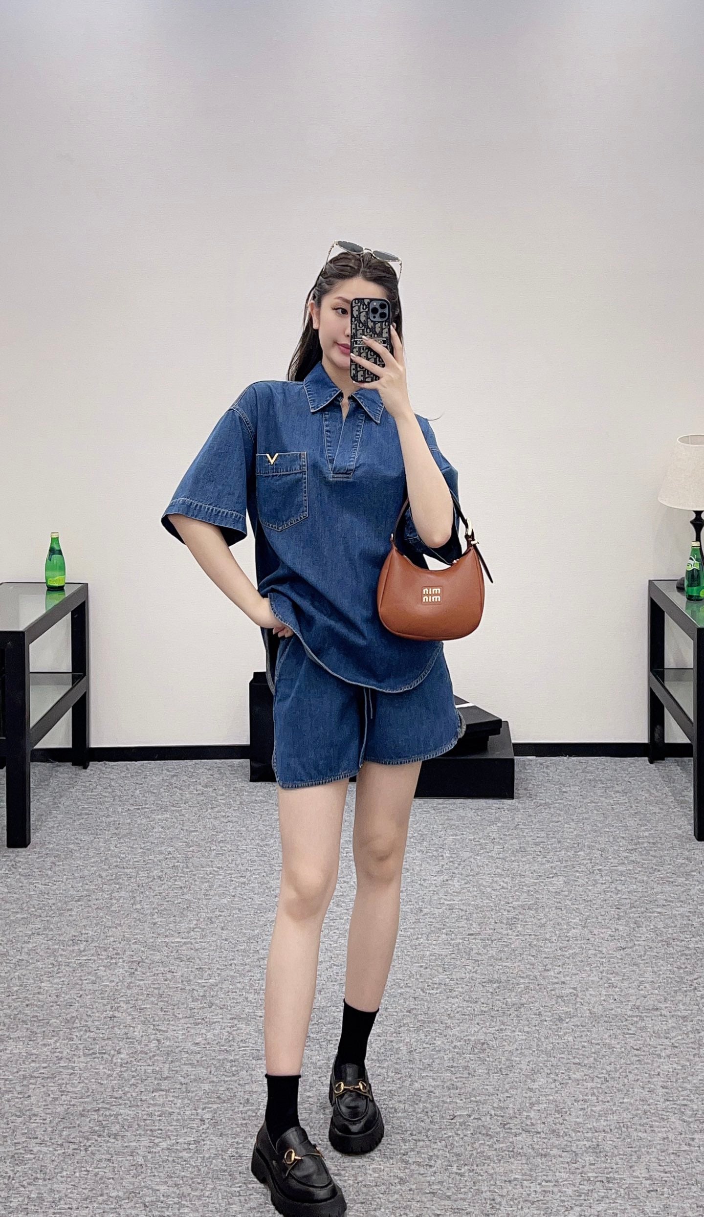 V 2025 new products Denim shorts set