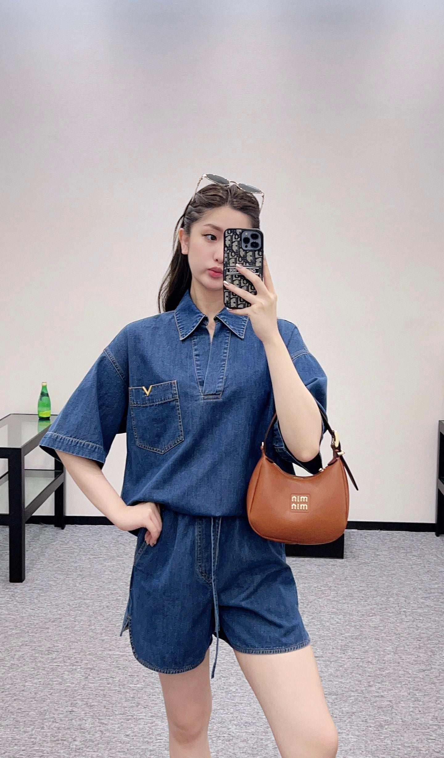 V 2025 new products Denim shorts set