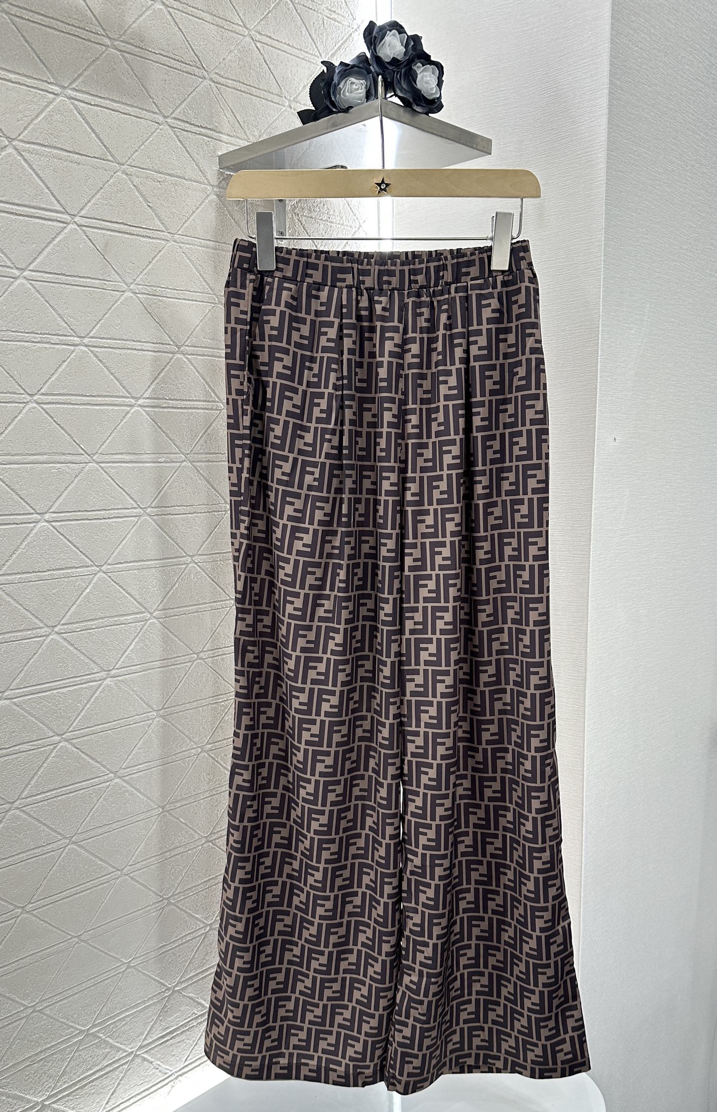 F*♥New arrival Printed suspender trousers set