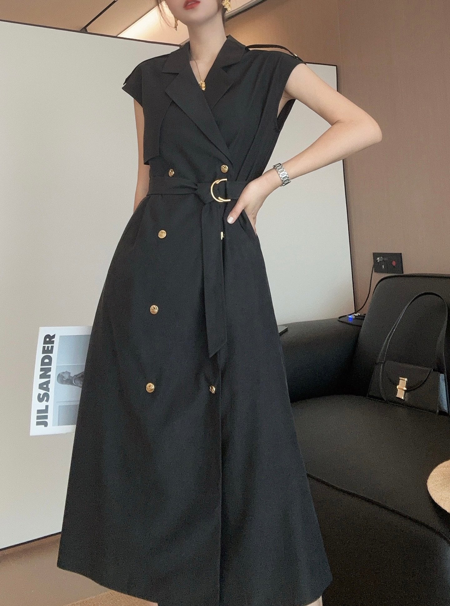 Ce*♥2025 New Style Trench Coat Style Waist Dress