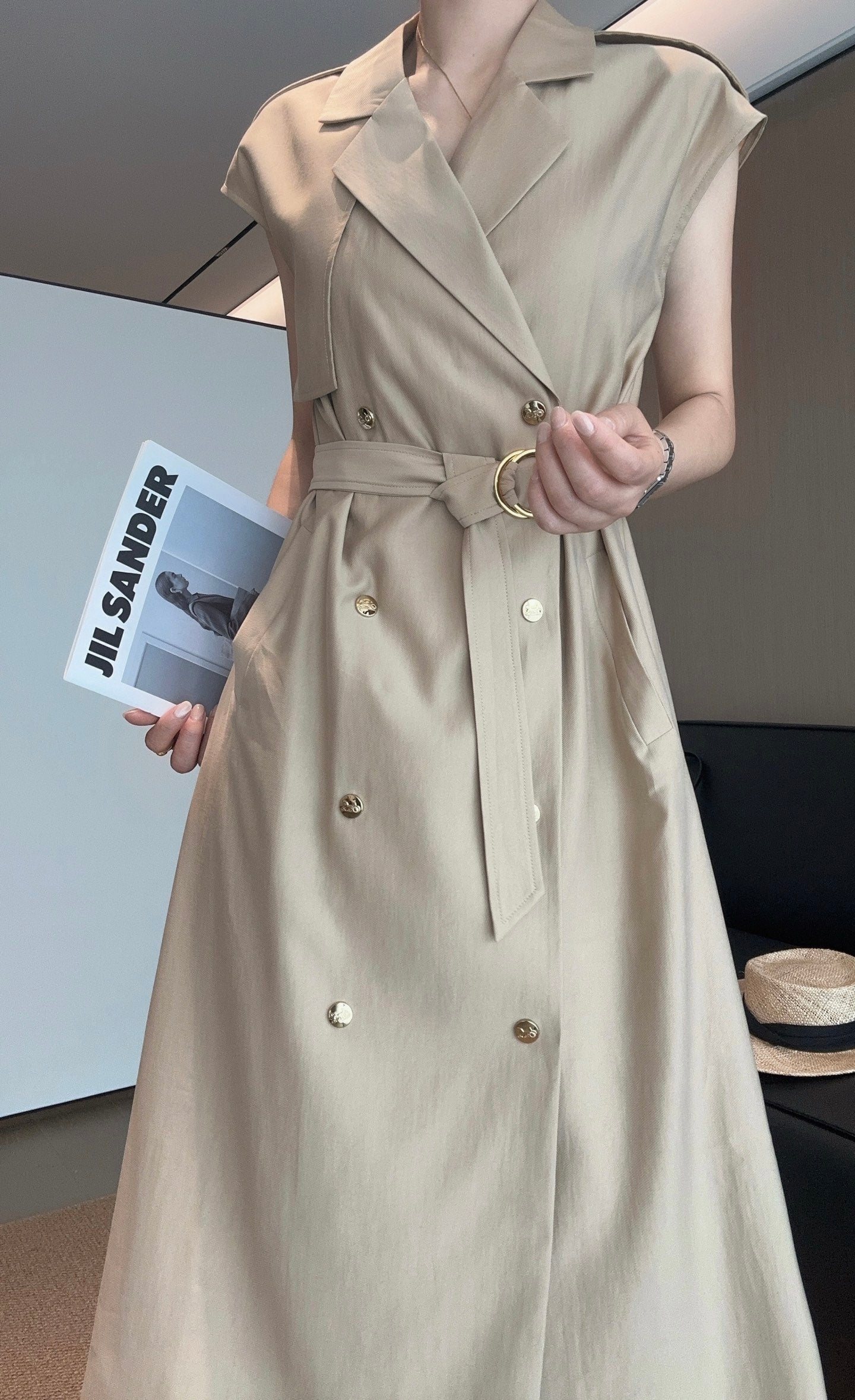 Ce*♥2025 New Style Trench Coat Style Waist Dress