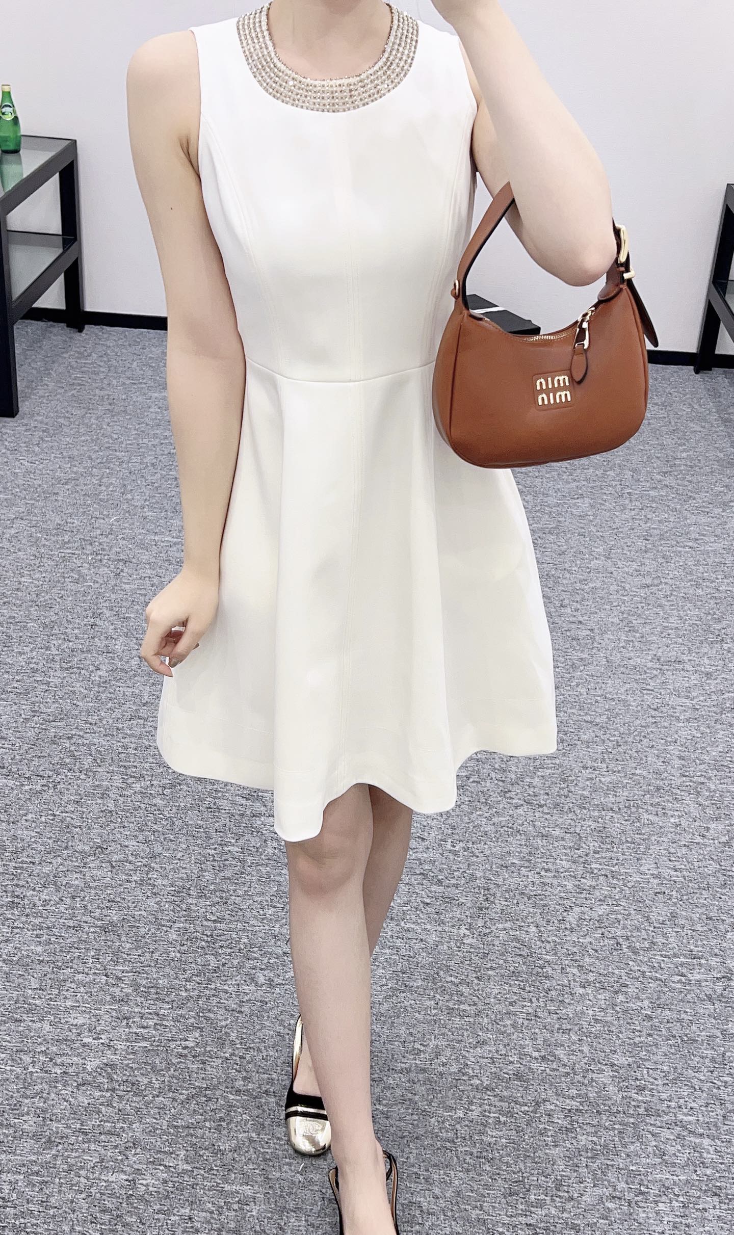 D*♥2025 new products Beaded sleeveless dress)