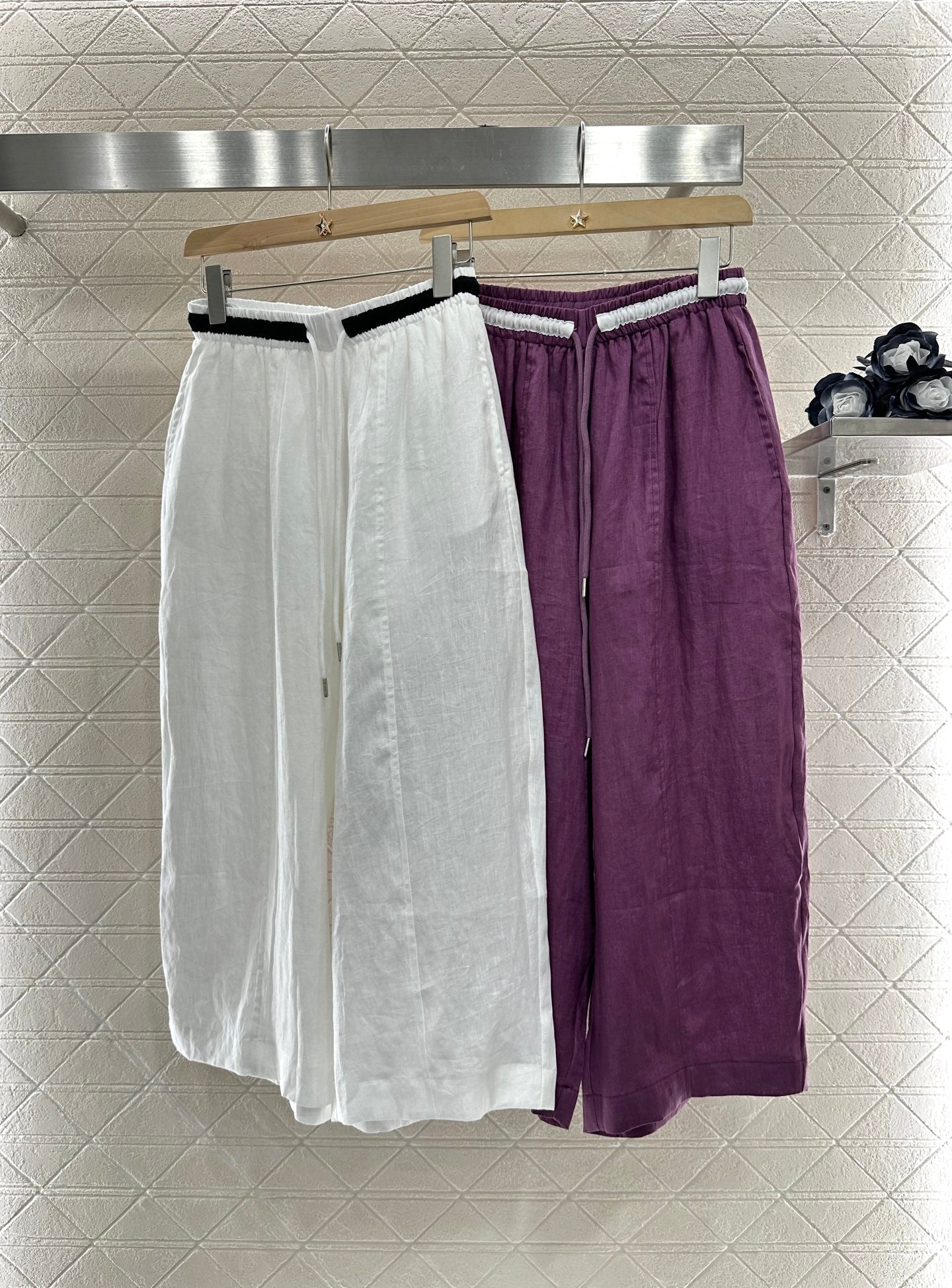 C 2025 new product Linen cropped pants