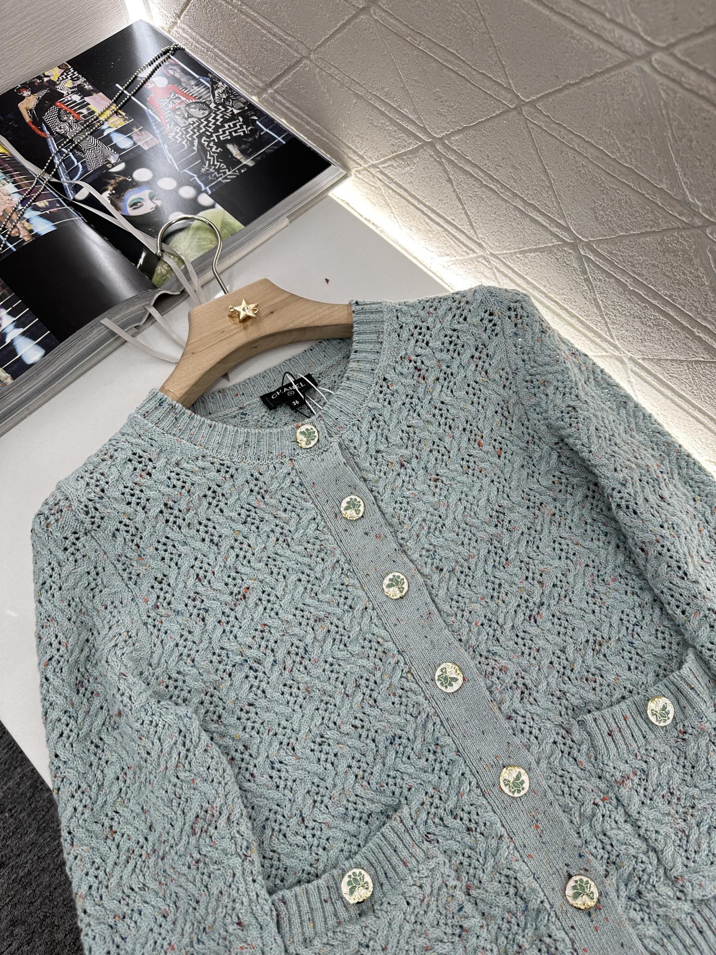 C 2025 new product Openwork knitted cardigan