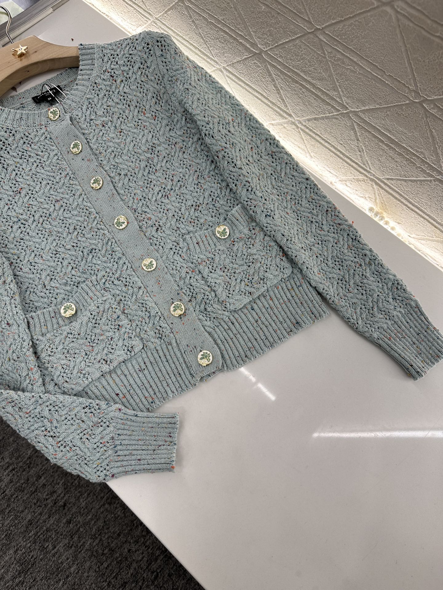C 2025 new product Openwork knitted cardigan