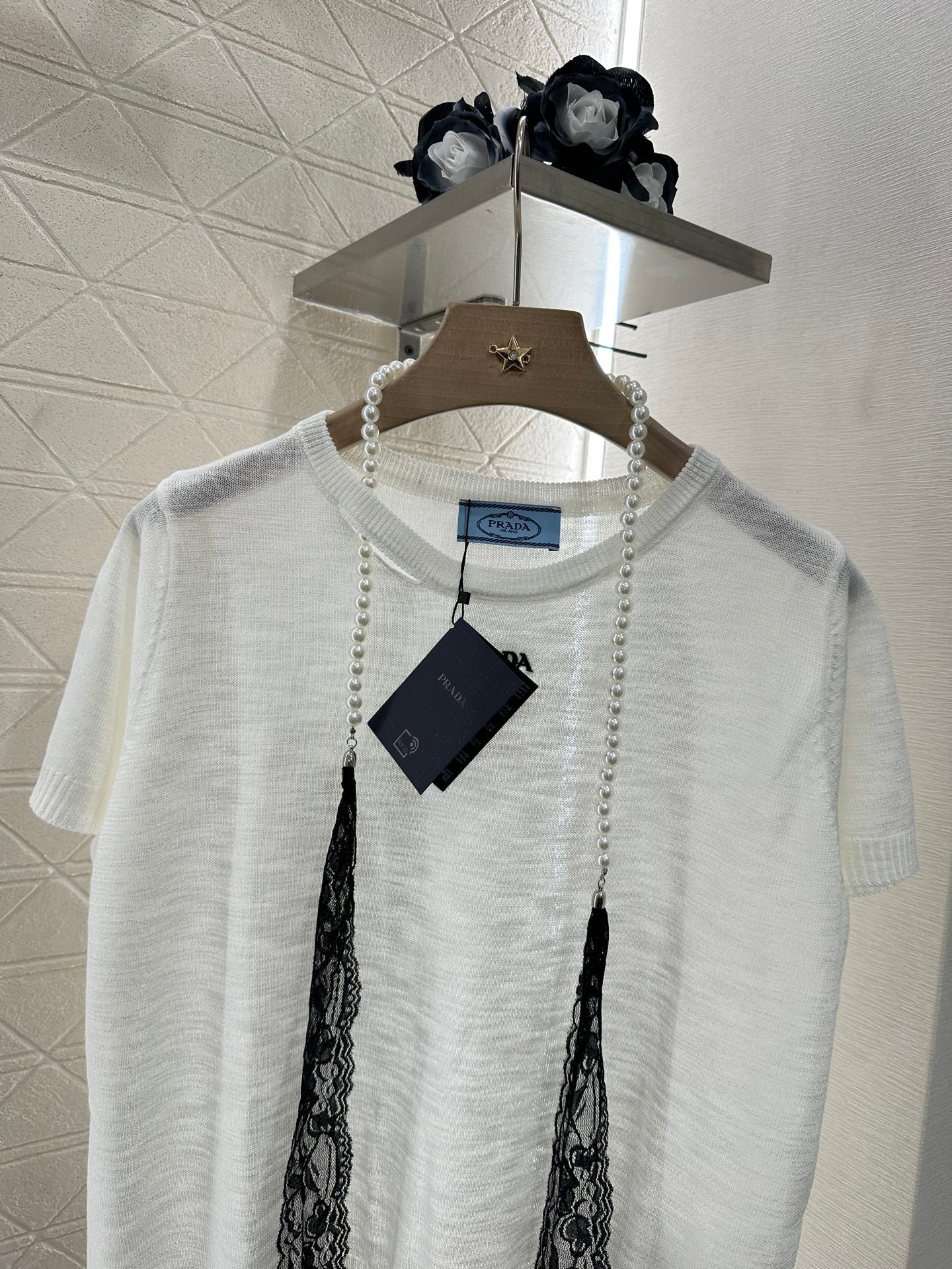 P 2025 new product Lace knitted short sleeves
