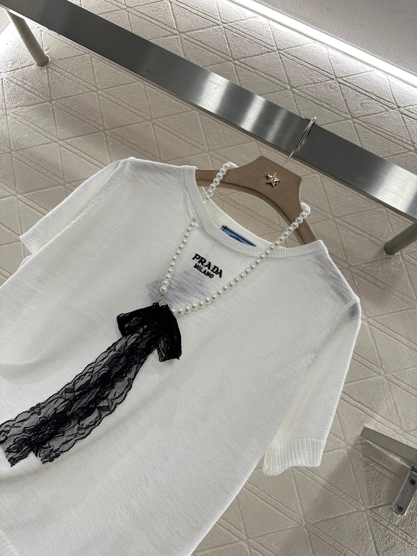 P 2025 new product Lace knitted short sleeves