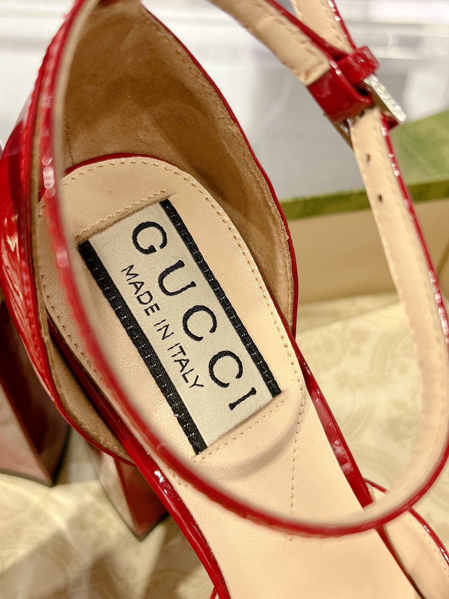 G New high heels with crystal diamond double G buckle