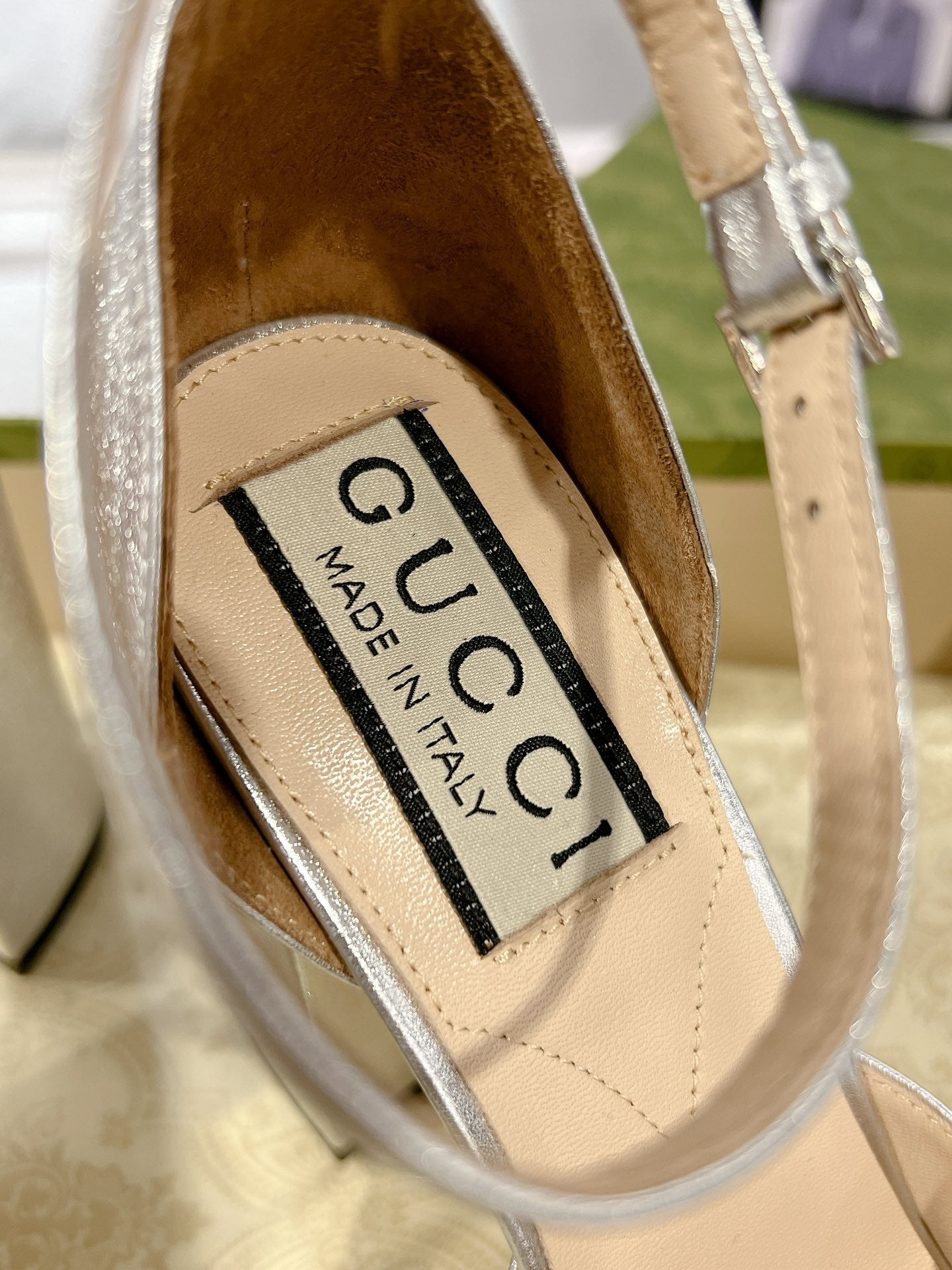 G New high heels with crystal diamond double G buckle