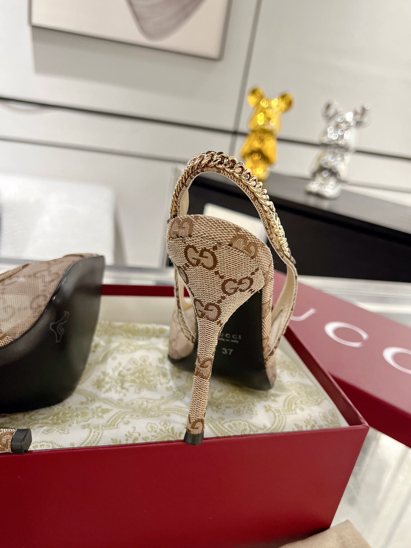 G New Chain High Heel Sandals