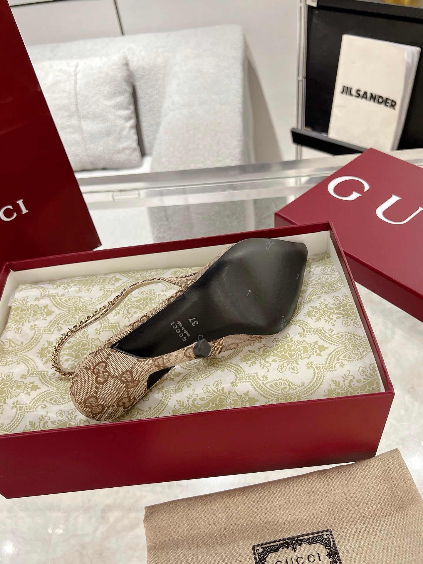 G New Chain High Heel Sandals