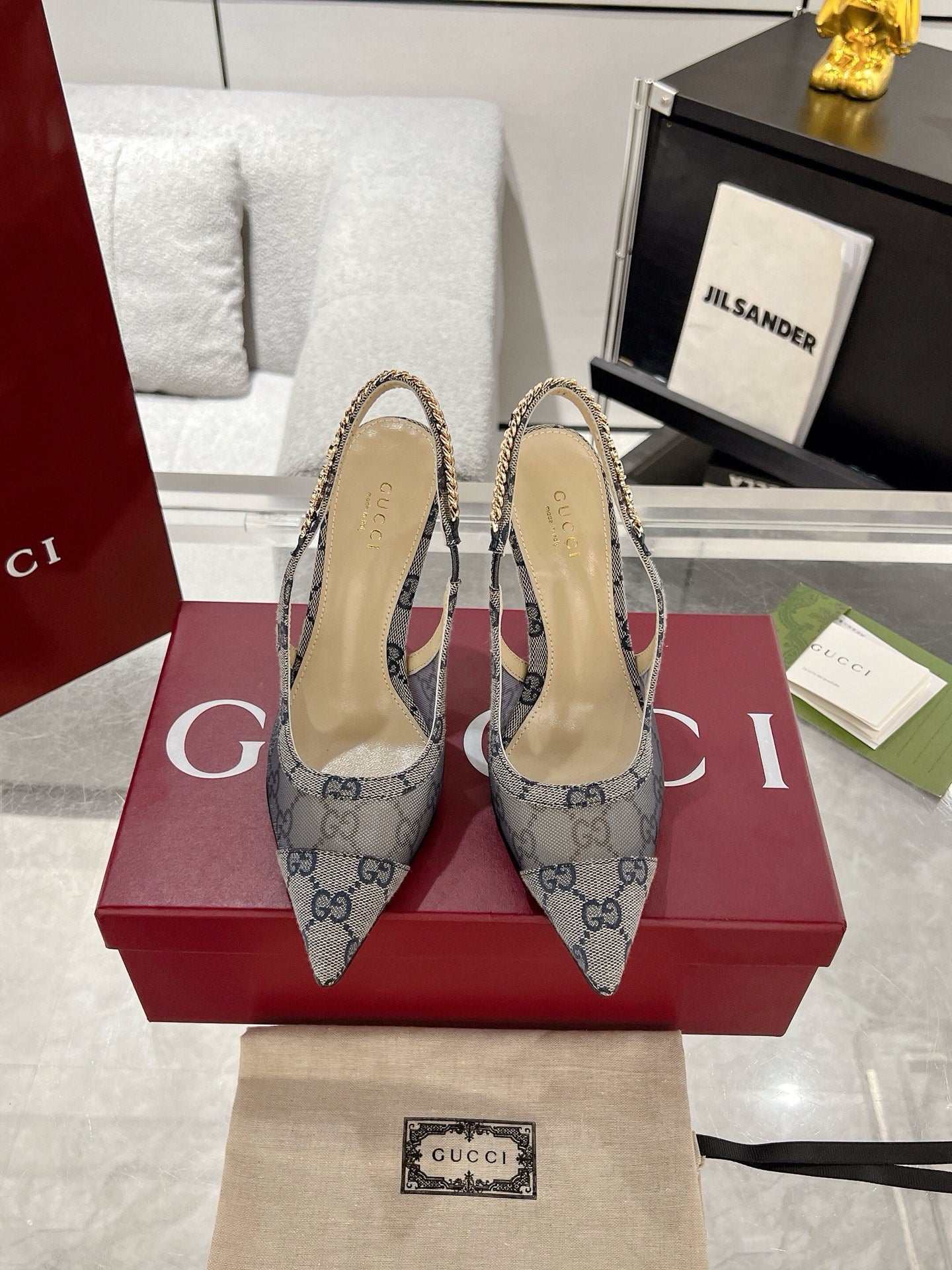 G New Chain High Heel Sandals