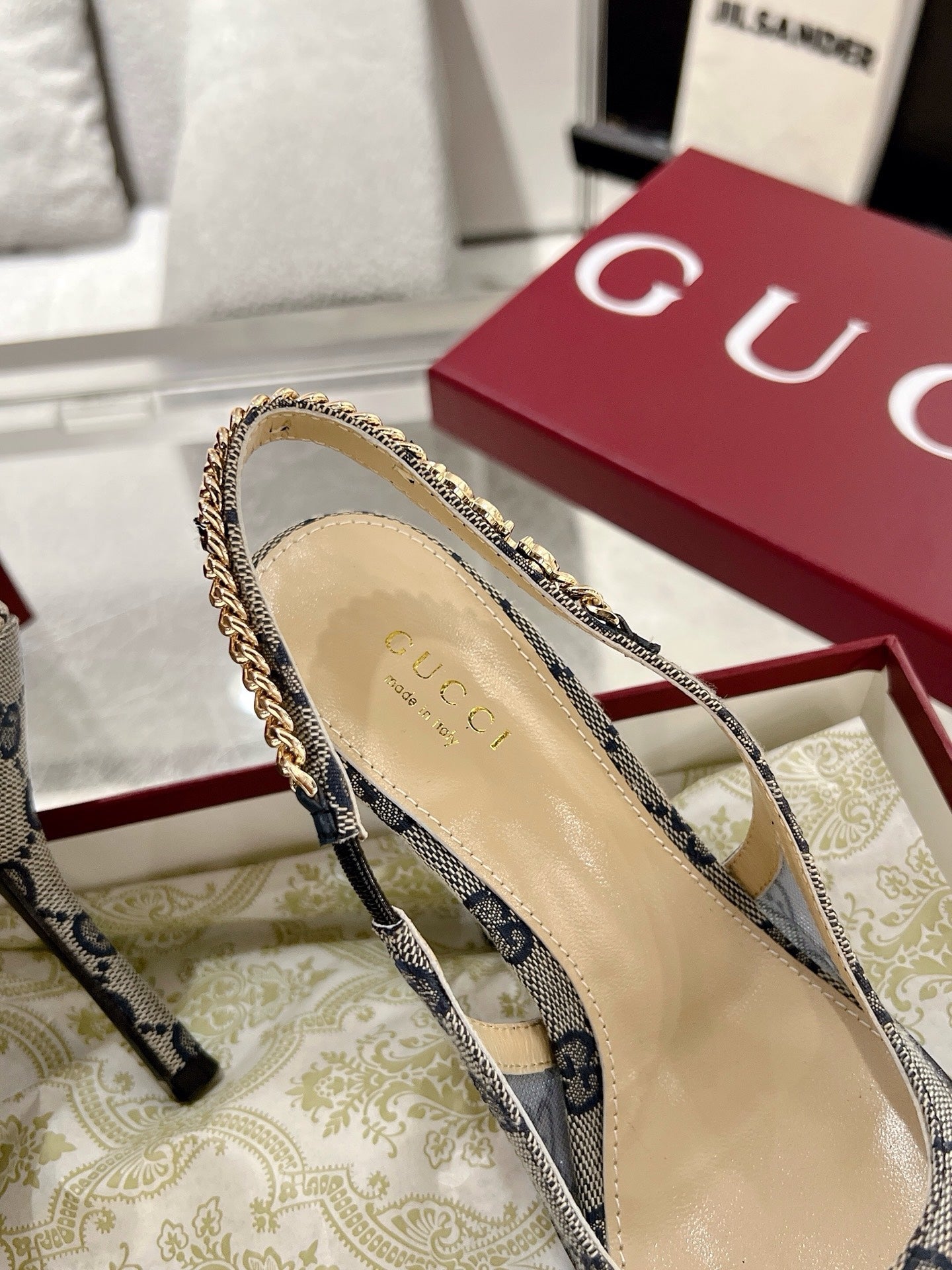 G New Chain High Heel Sandals