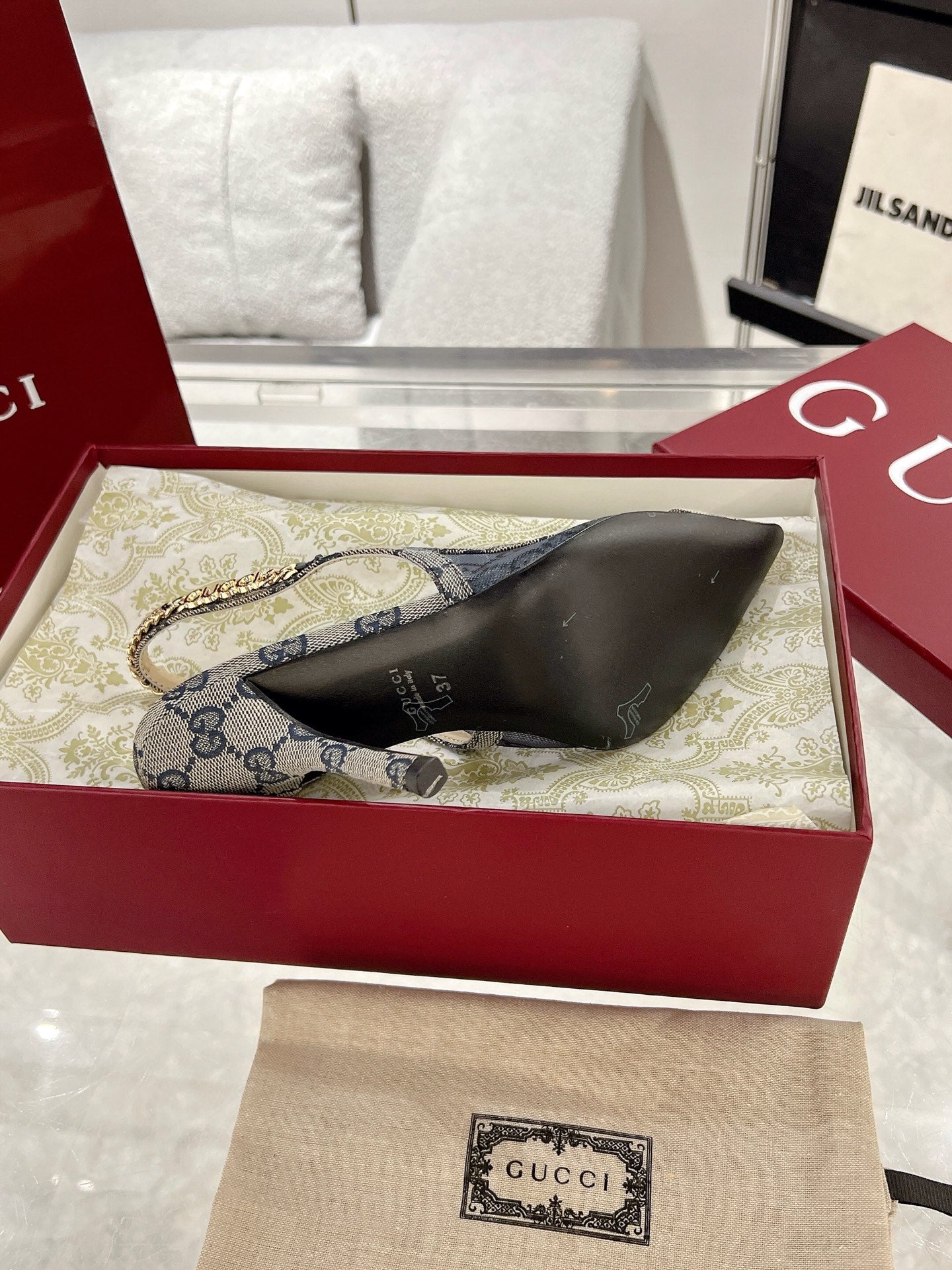 G New Chain High Heel Sandals