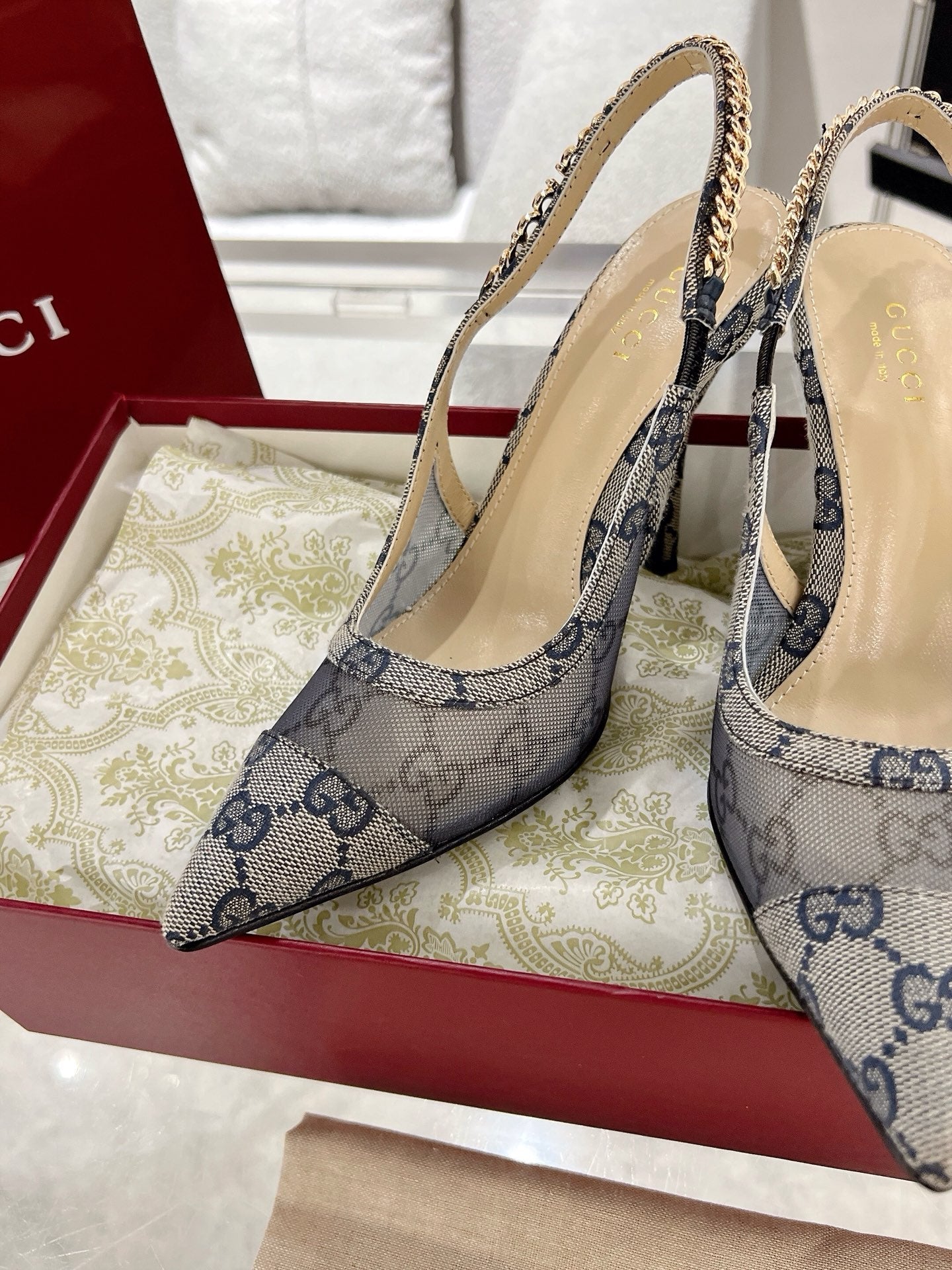 G New Chain High Heel Sandals