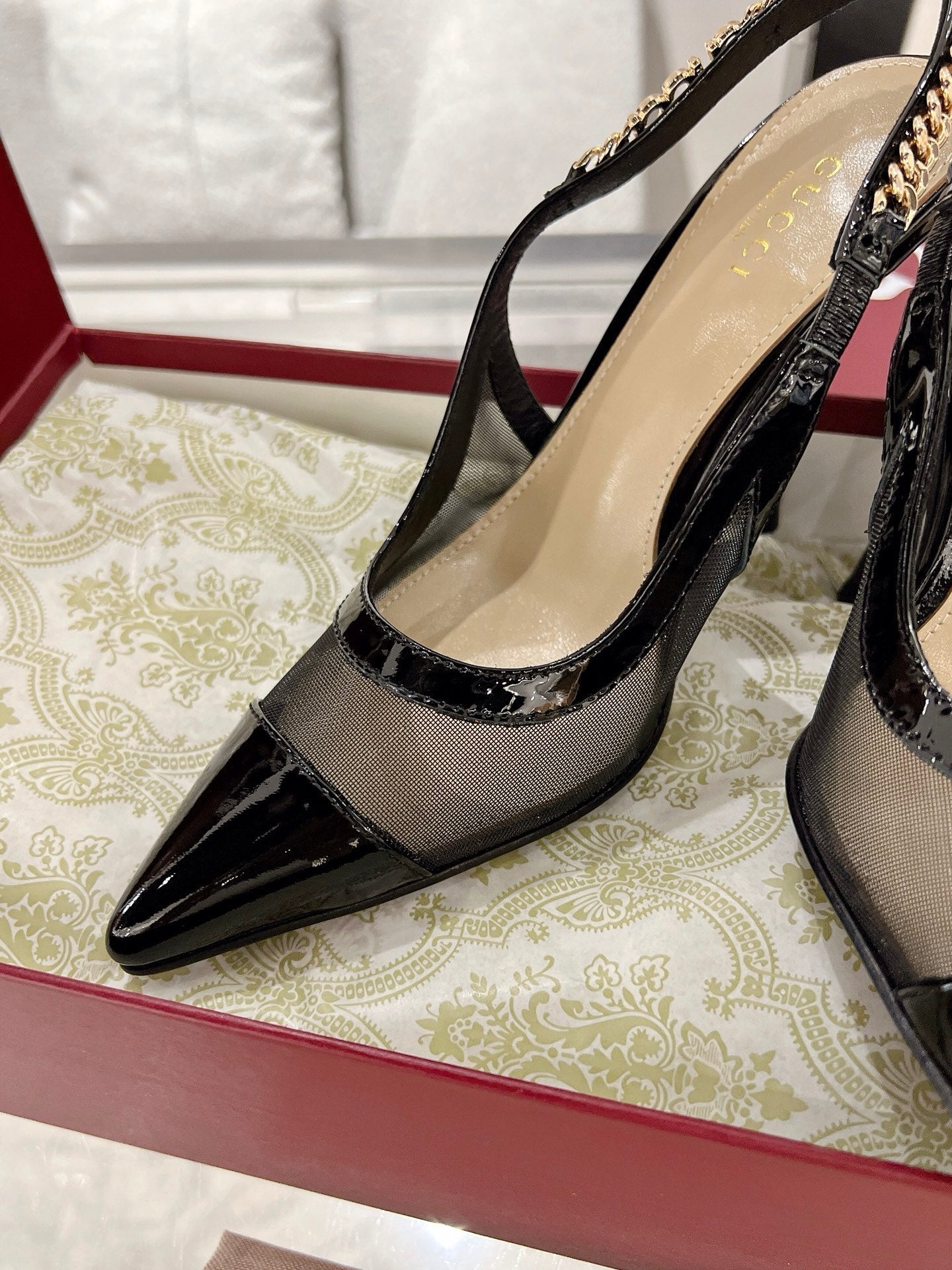 G New Chain High Heel Sandals