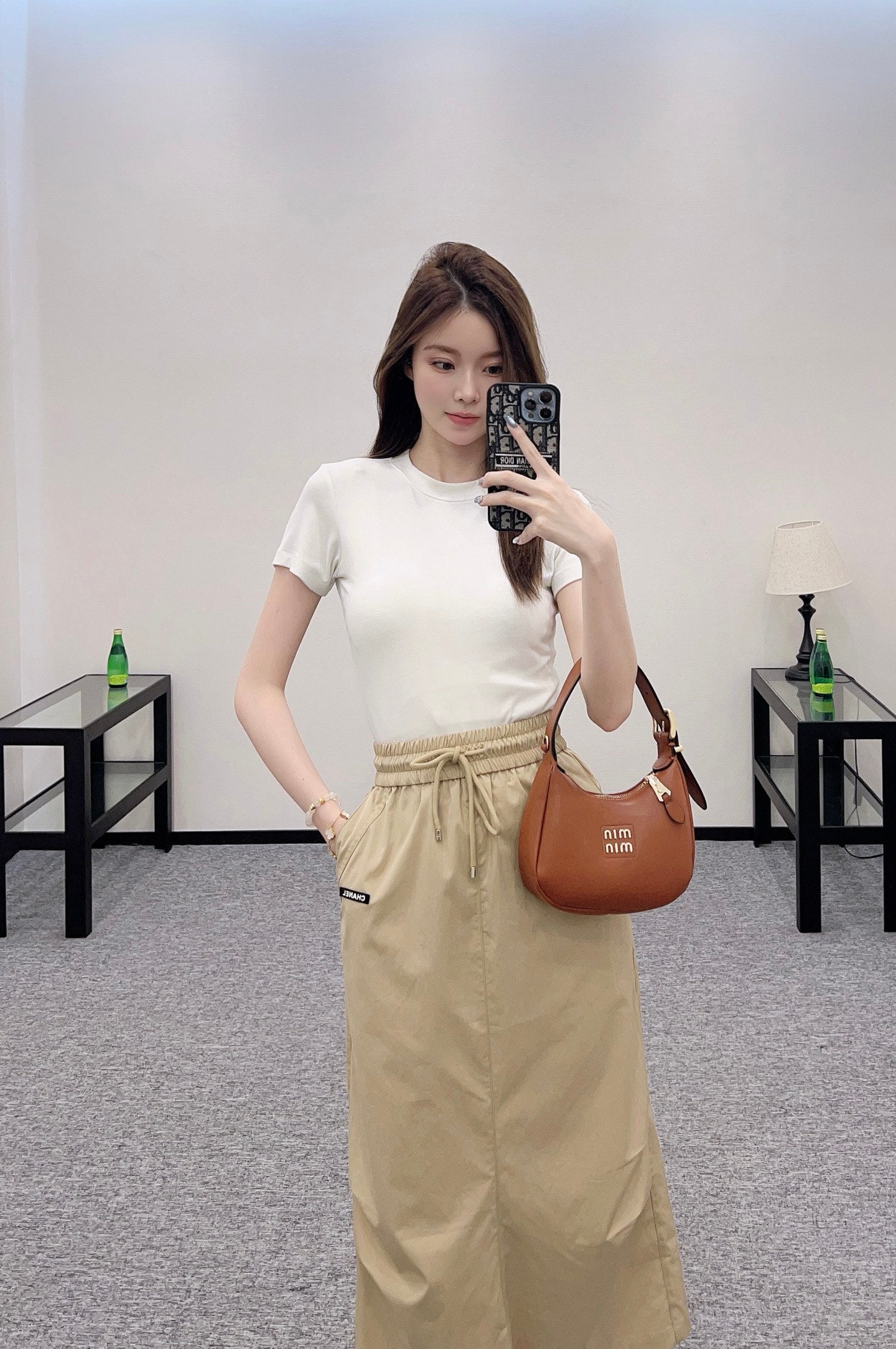 C 25 new product Slit drawstring skirt