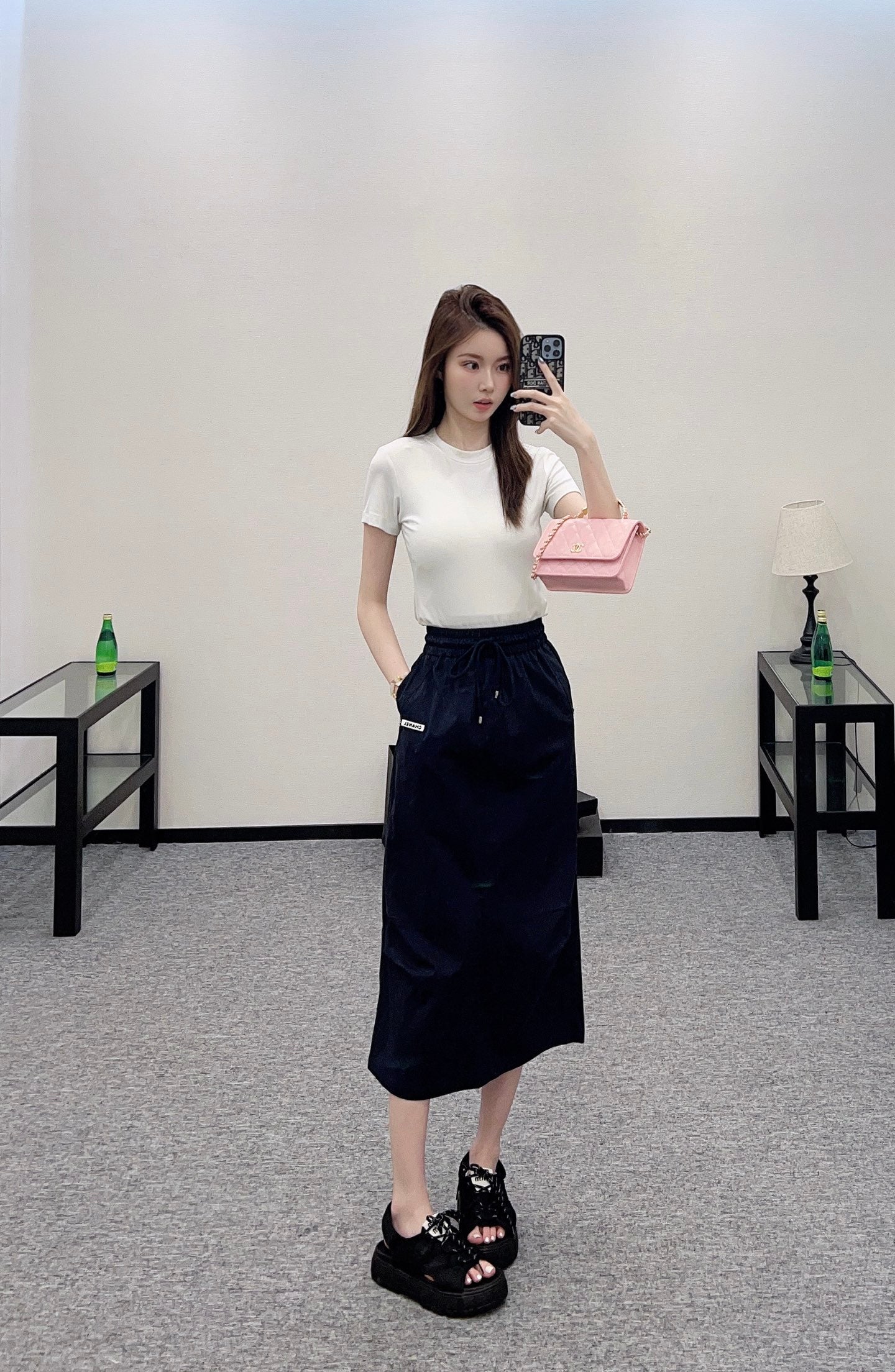 C 2025 new product Slit drawstring skirt